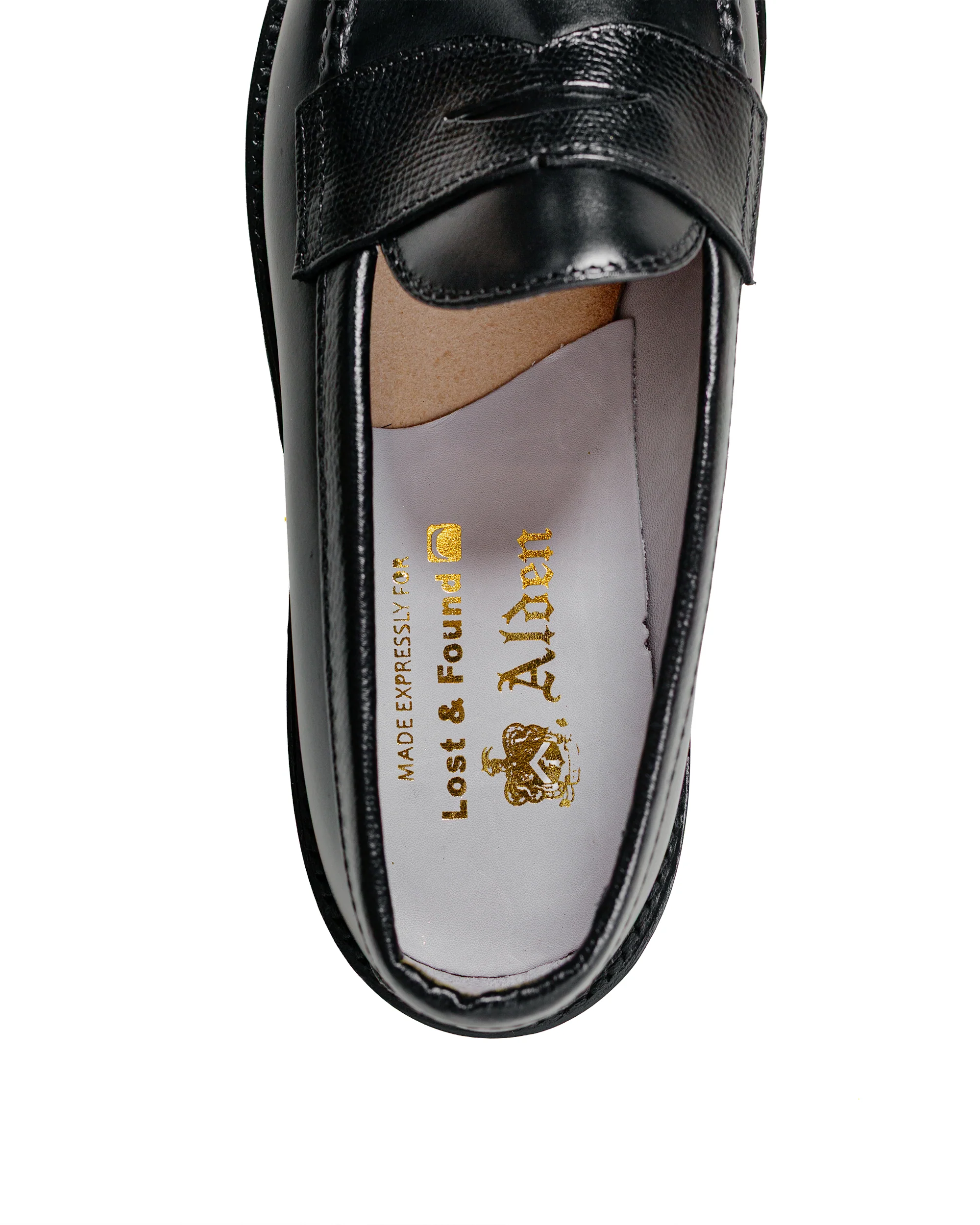 Alden Penny Loafer Black Calfskin/Black Alpine Grain G2201 - Image 6