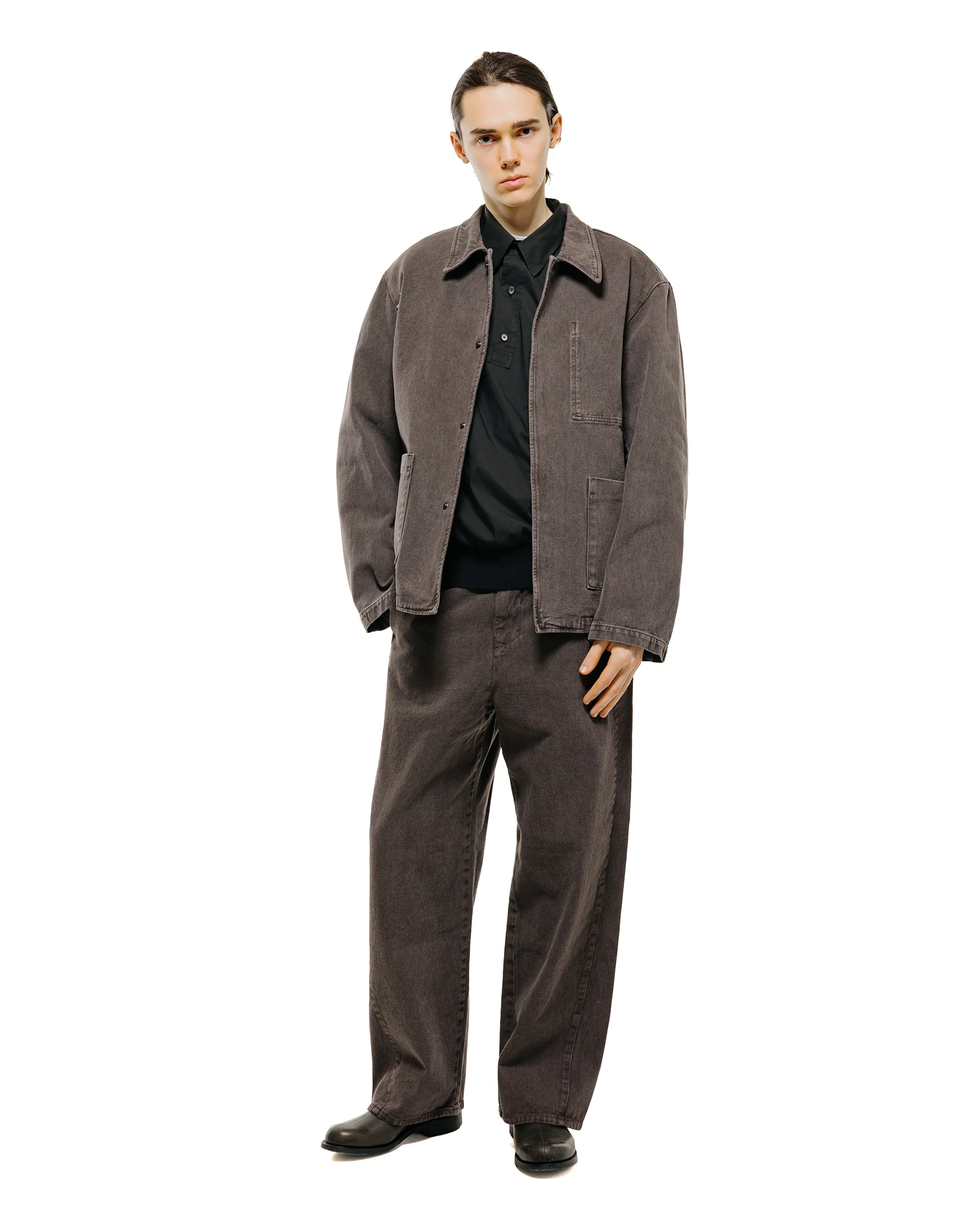 Amomento Garments Dyed Curved Seam Denim Brown - Image 4