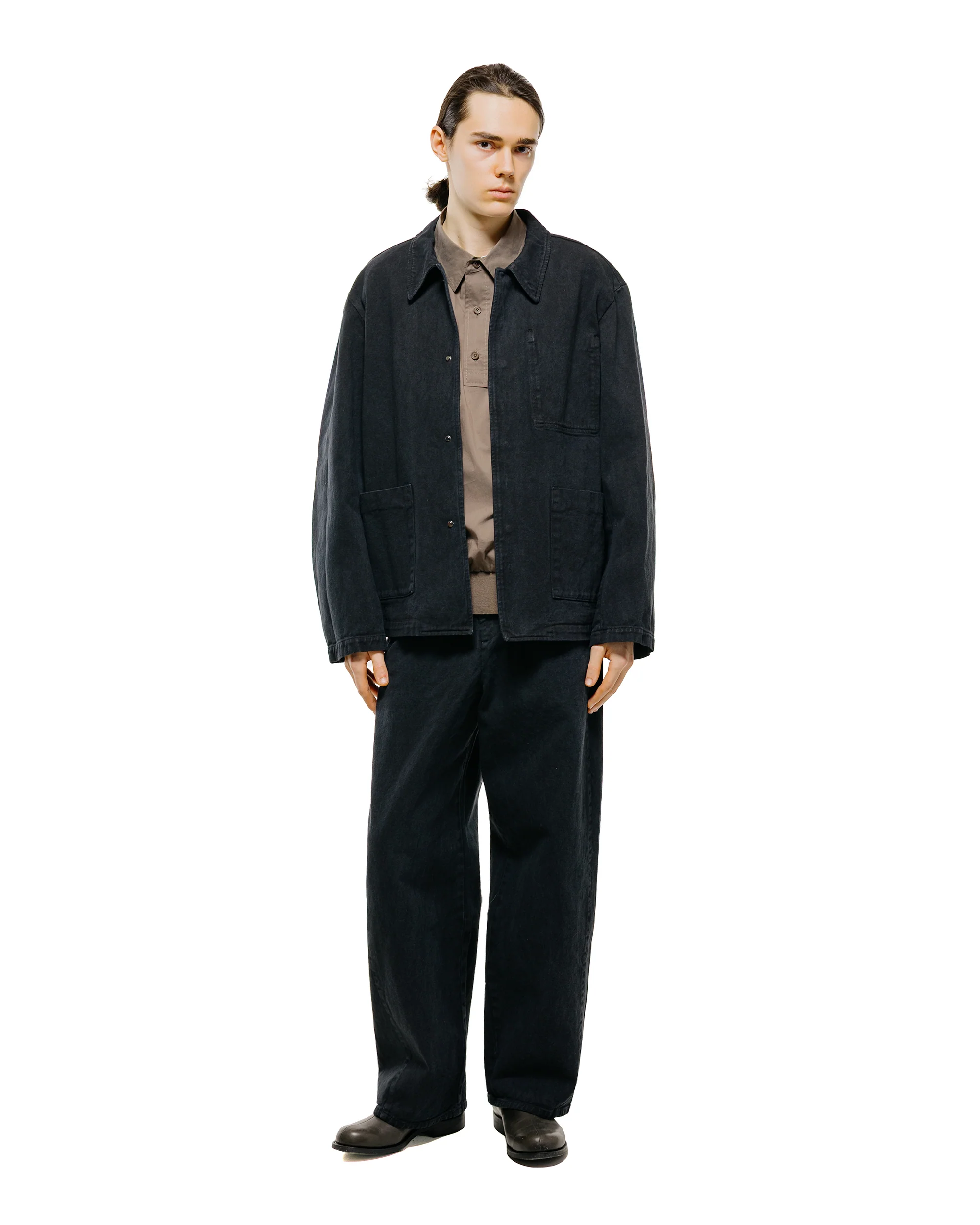 Amomento Garments Dyed Pocket Denim Jacket Black - Image 4