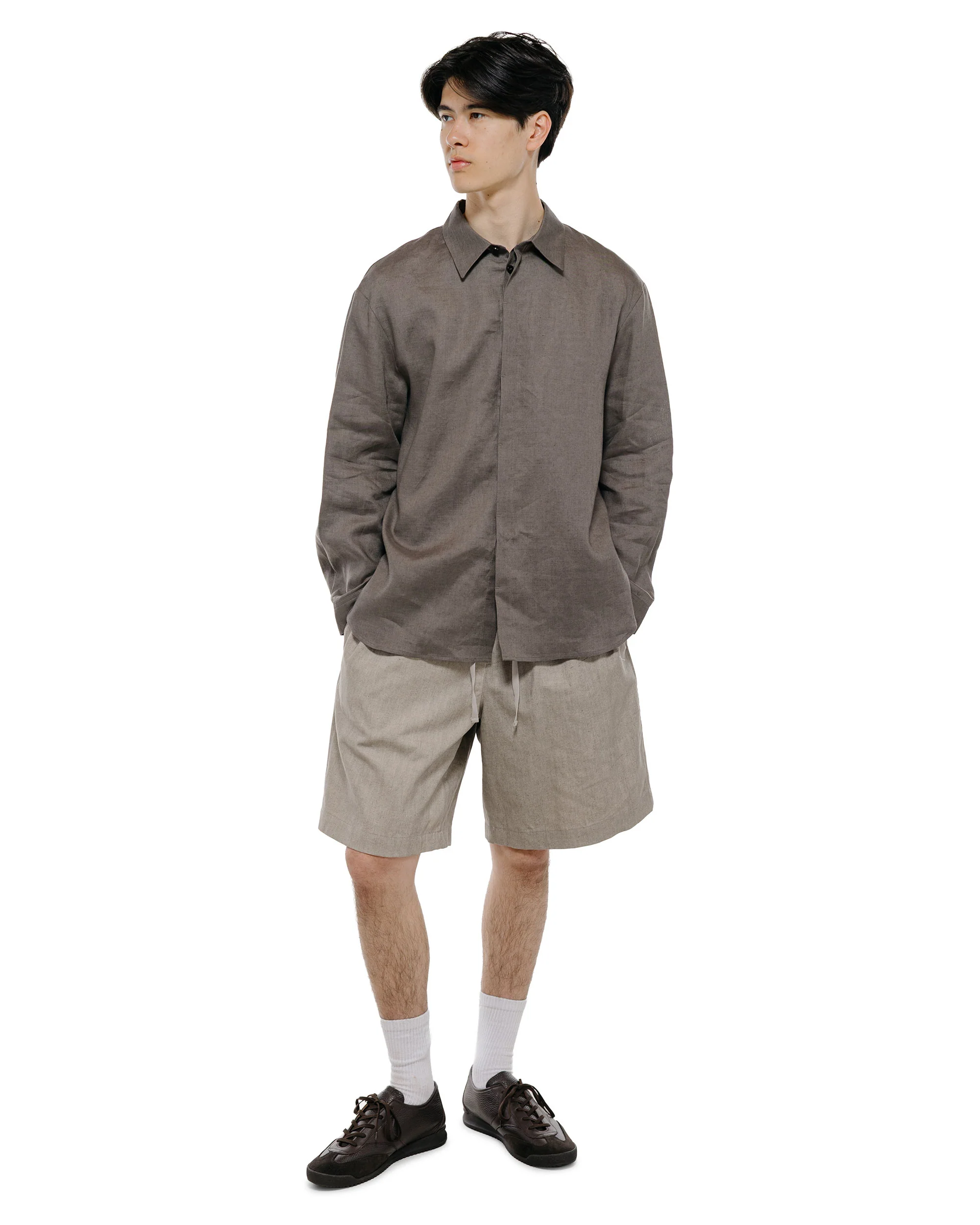 Amomento Linen Drawstring Shorts Beige - Image 5