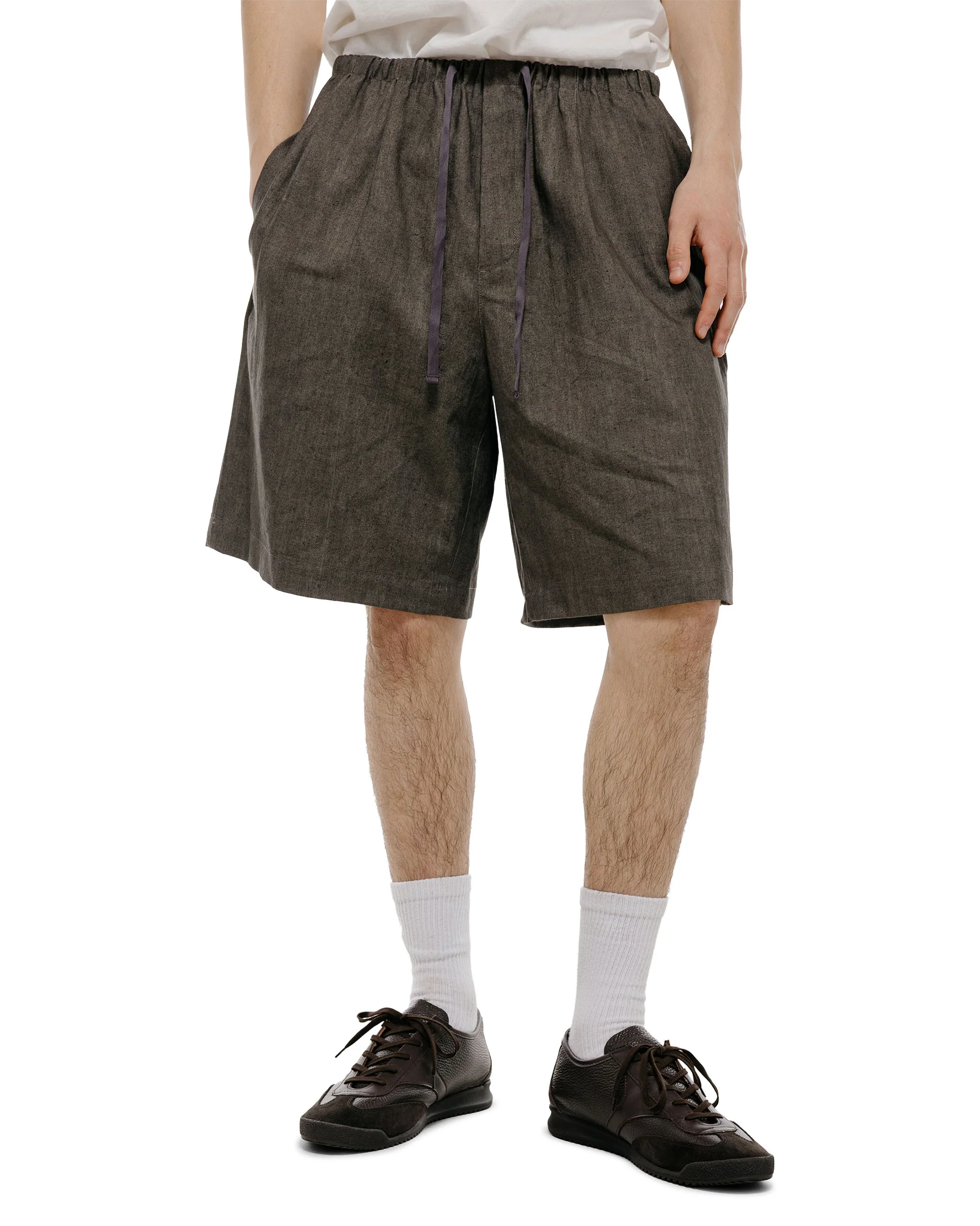 Amomento Linen Drawstring Shorts Brown - Image 2