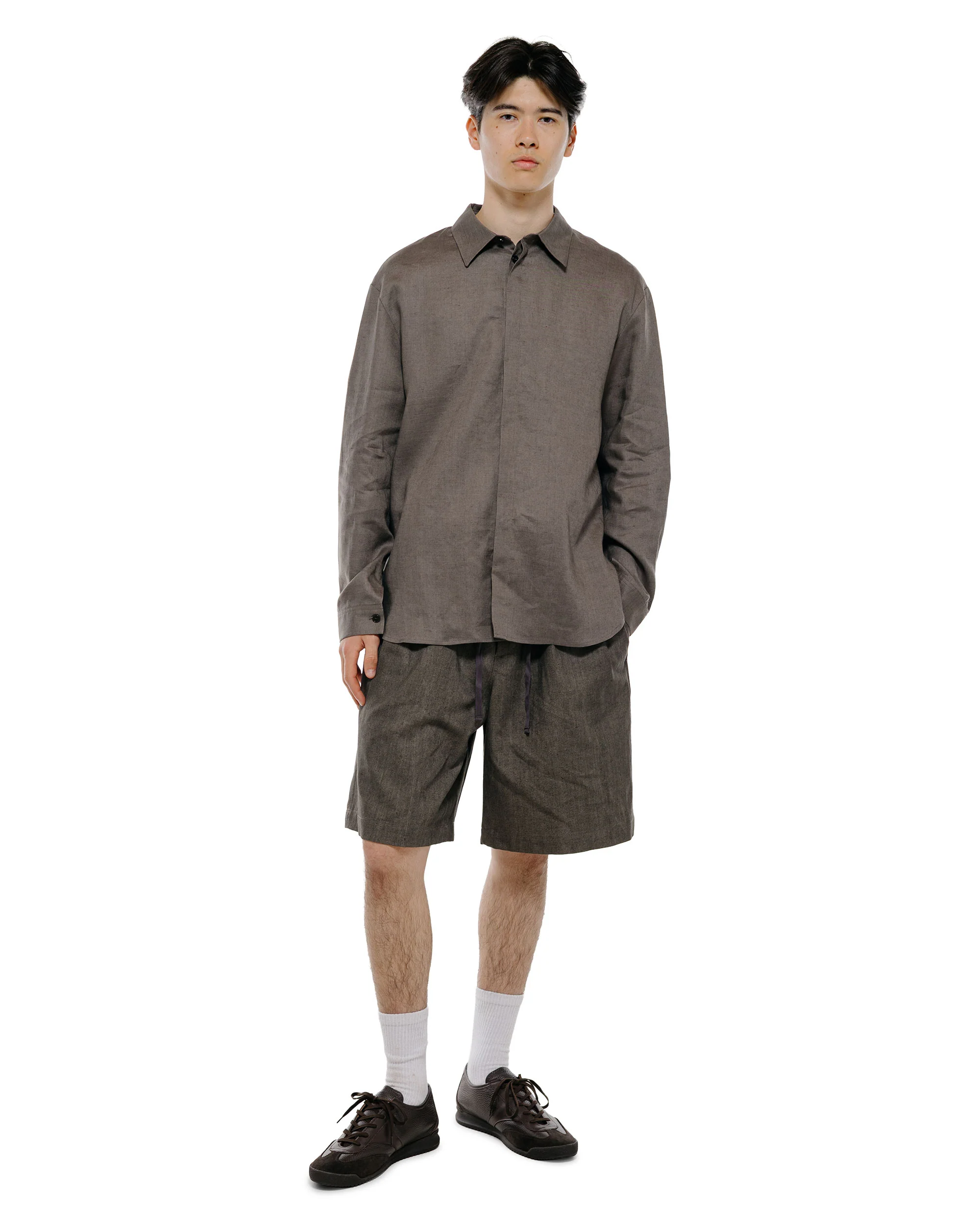 Amomento Linen Drawstring Shorts Brown - Image 4