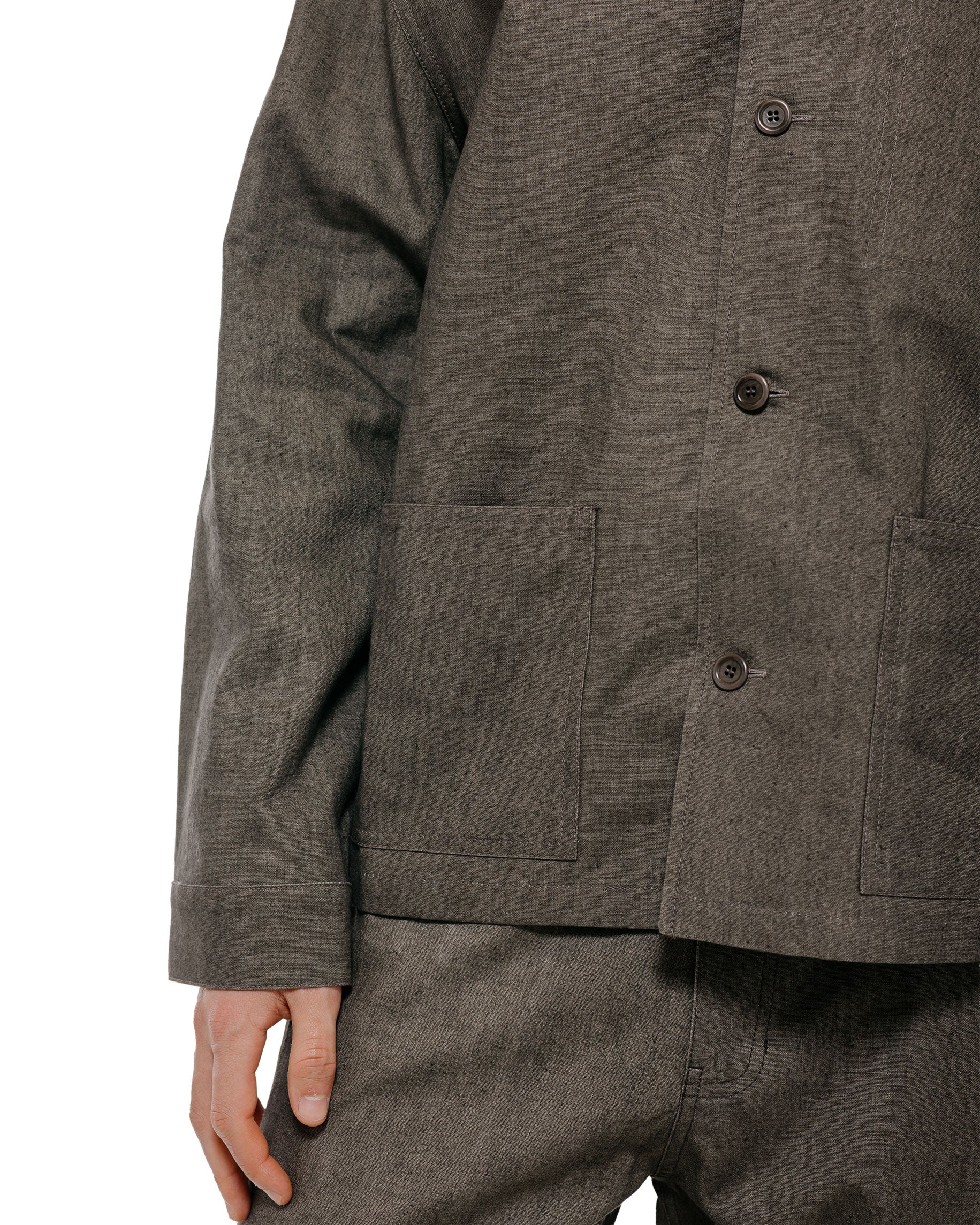 Amomento Linen Pocket Jacket Brown - Image 3