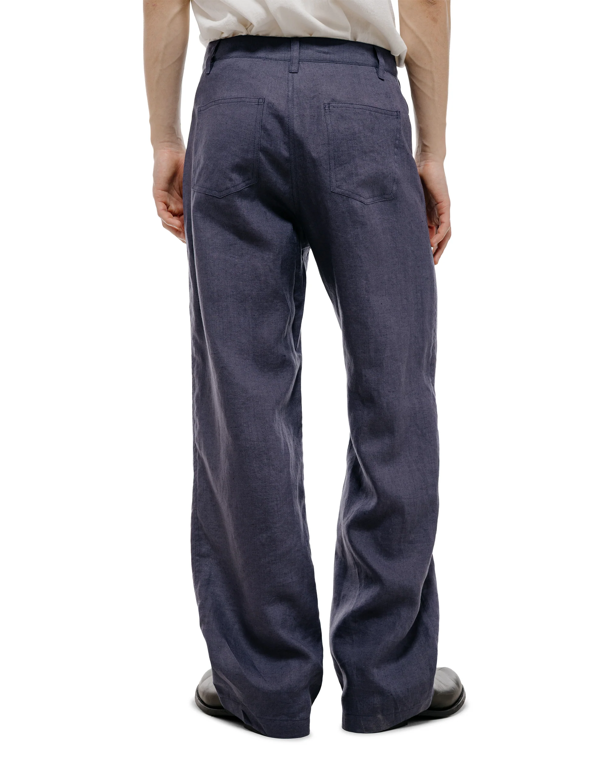 Amomento Linen Straight Pants Blue - Image 4