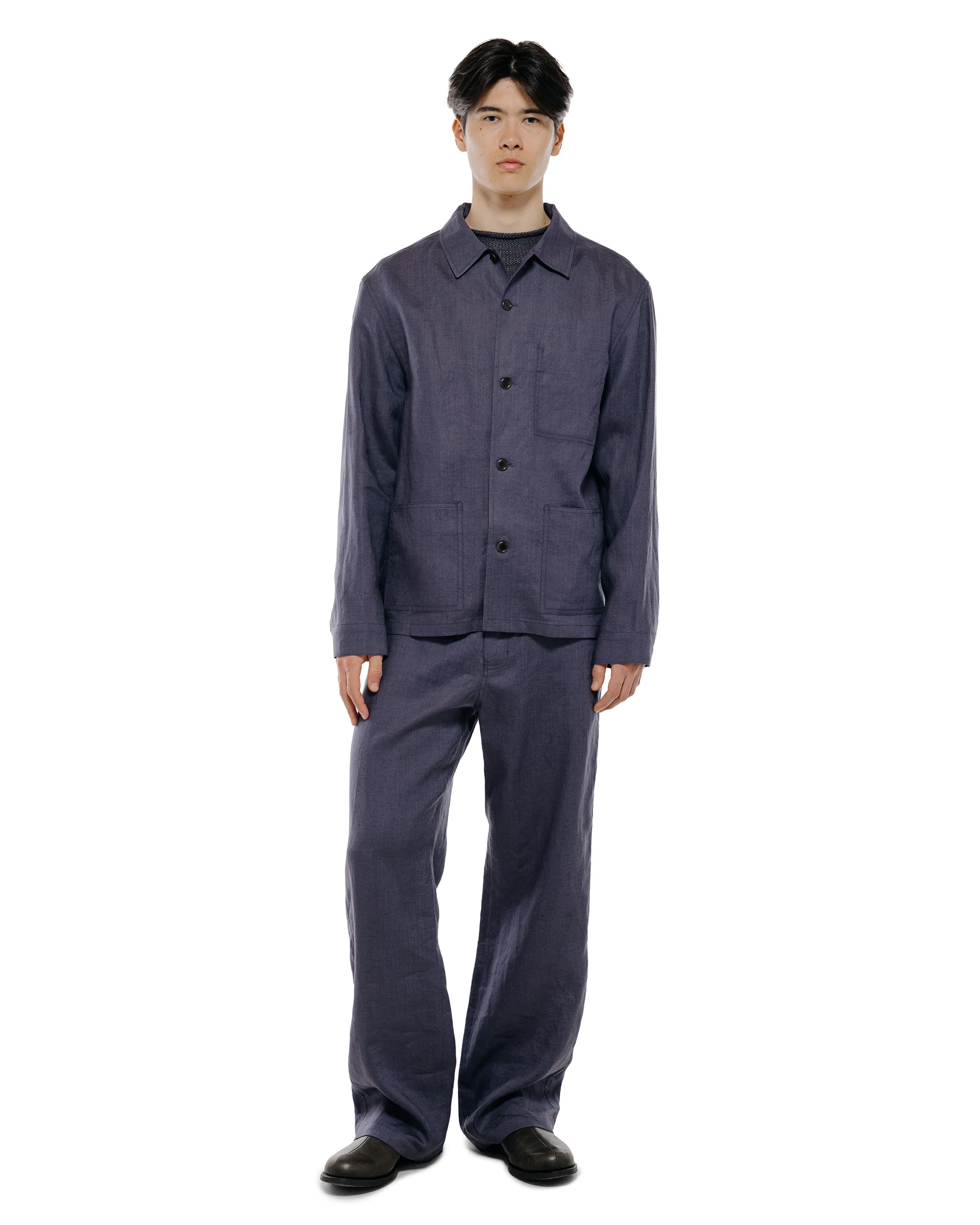 Amomento Linen Straight Pants Blue - Image 5