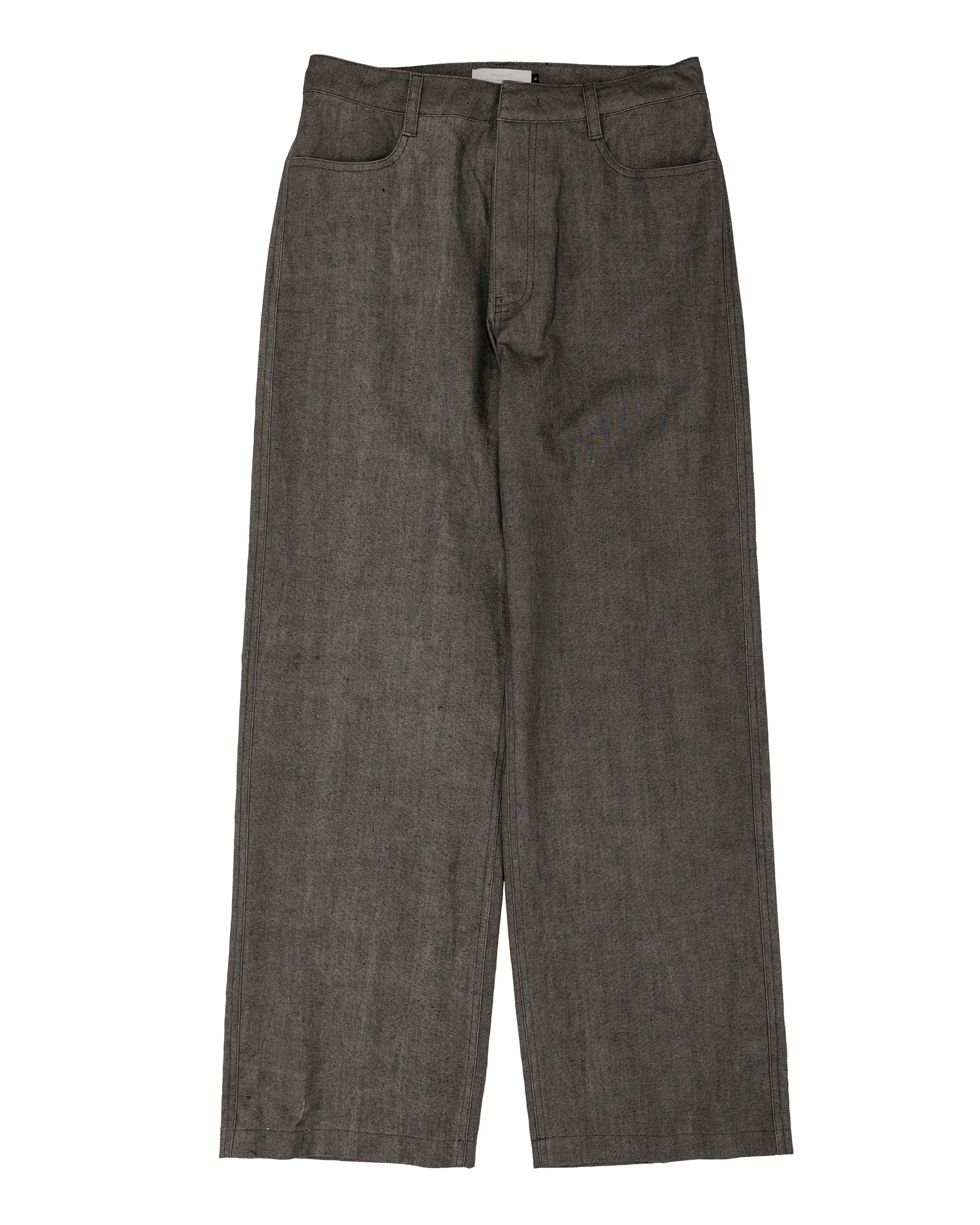 Amomento Linen Straight Pants Brown