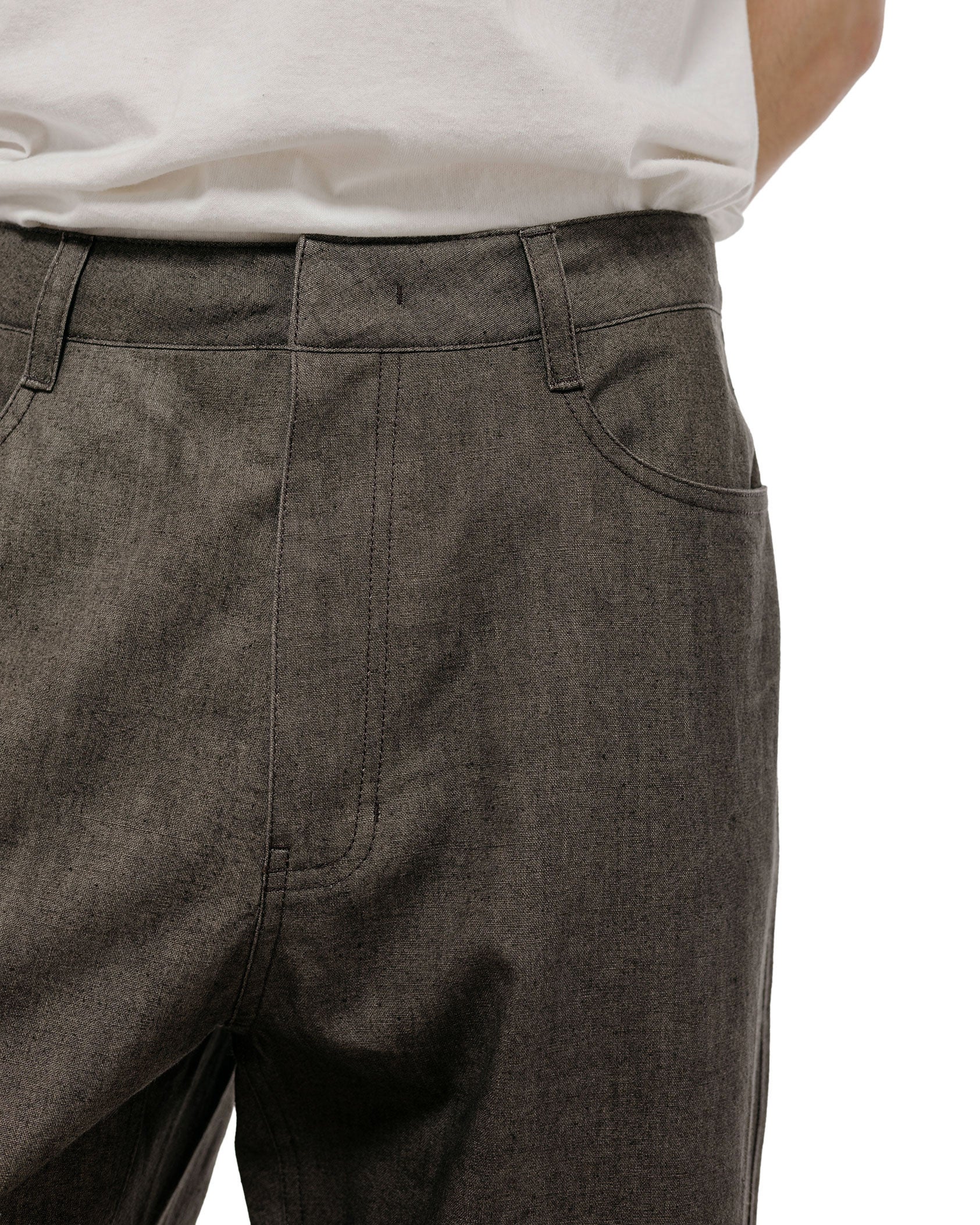 Amomento Linen Straight Pants Brown - Image 3