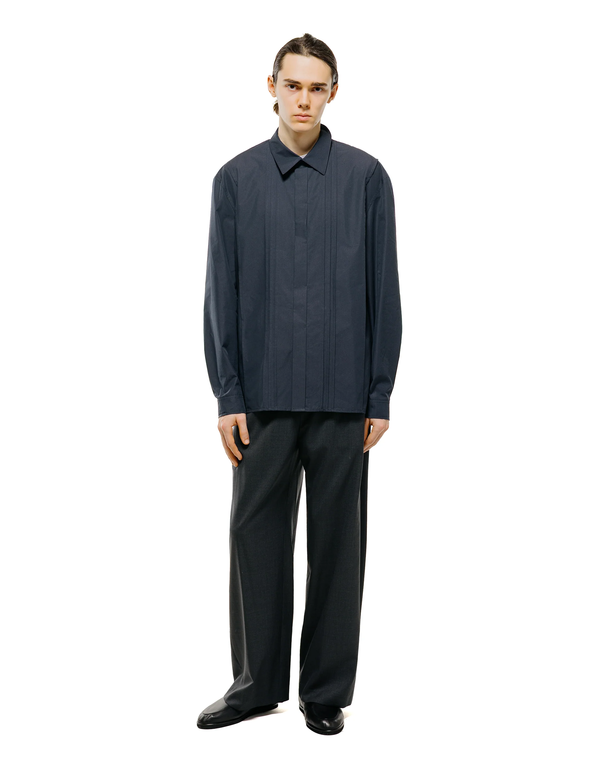 Amomento Pleated Shirt Navy - Image 4