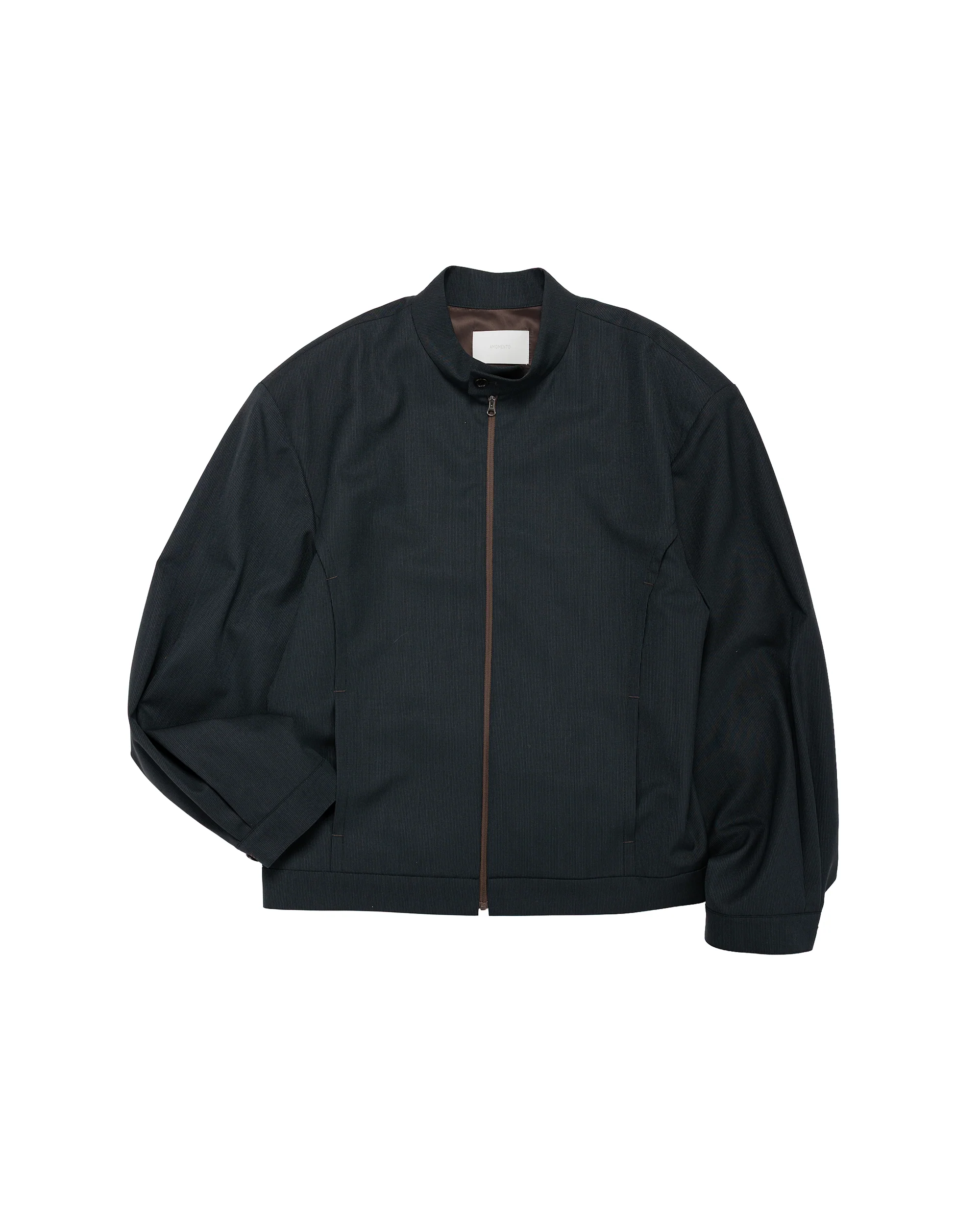 Amomento Wool Stripe Zip-Up Jumper Black