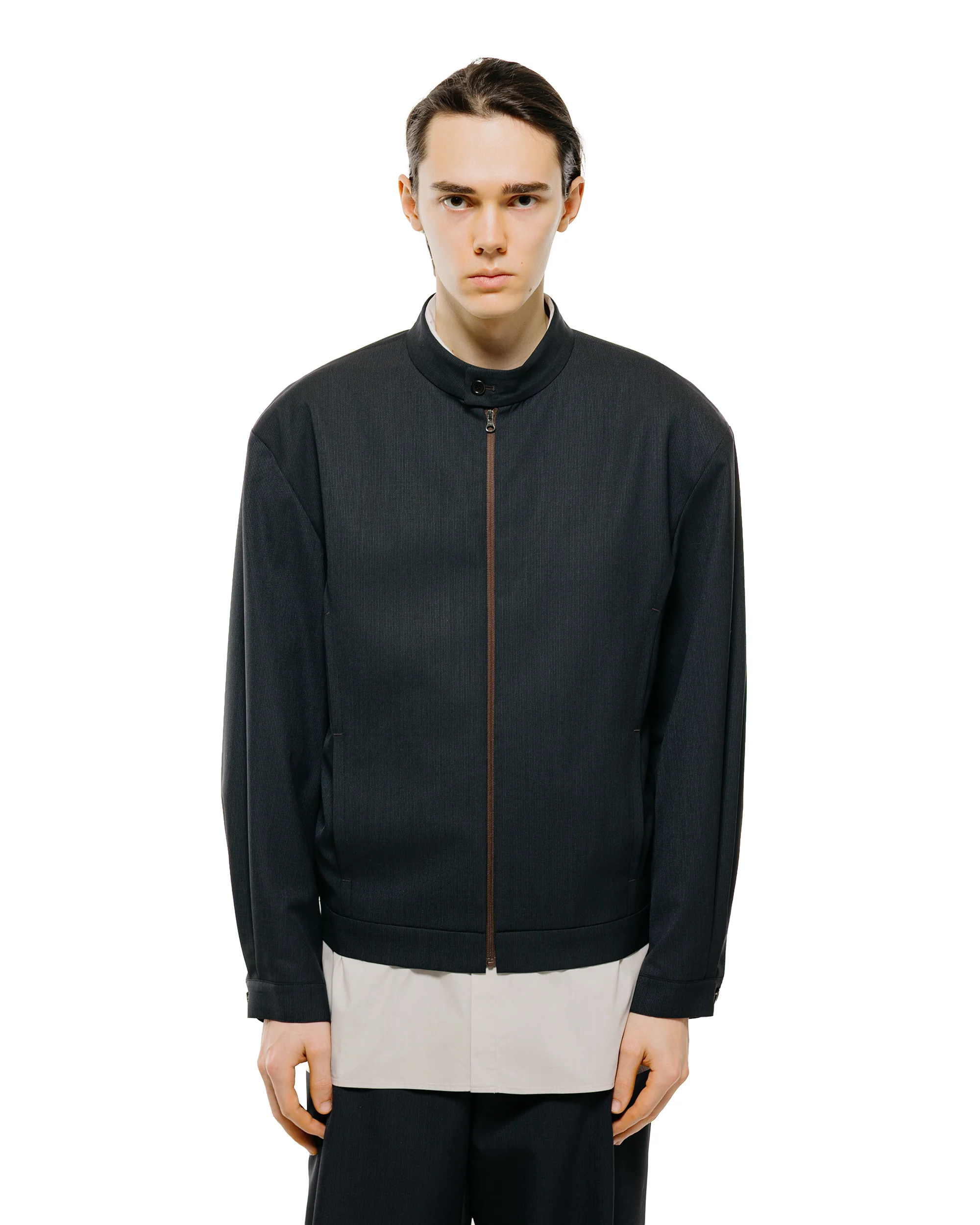Amomento Wool Stripe Zip-Up Jumper Black - Image 2