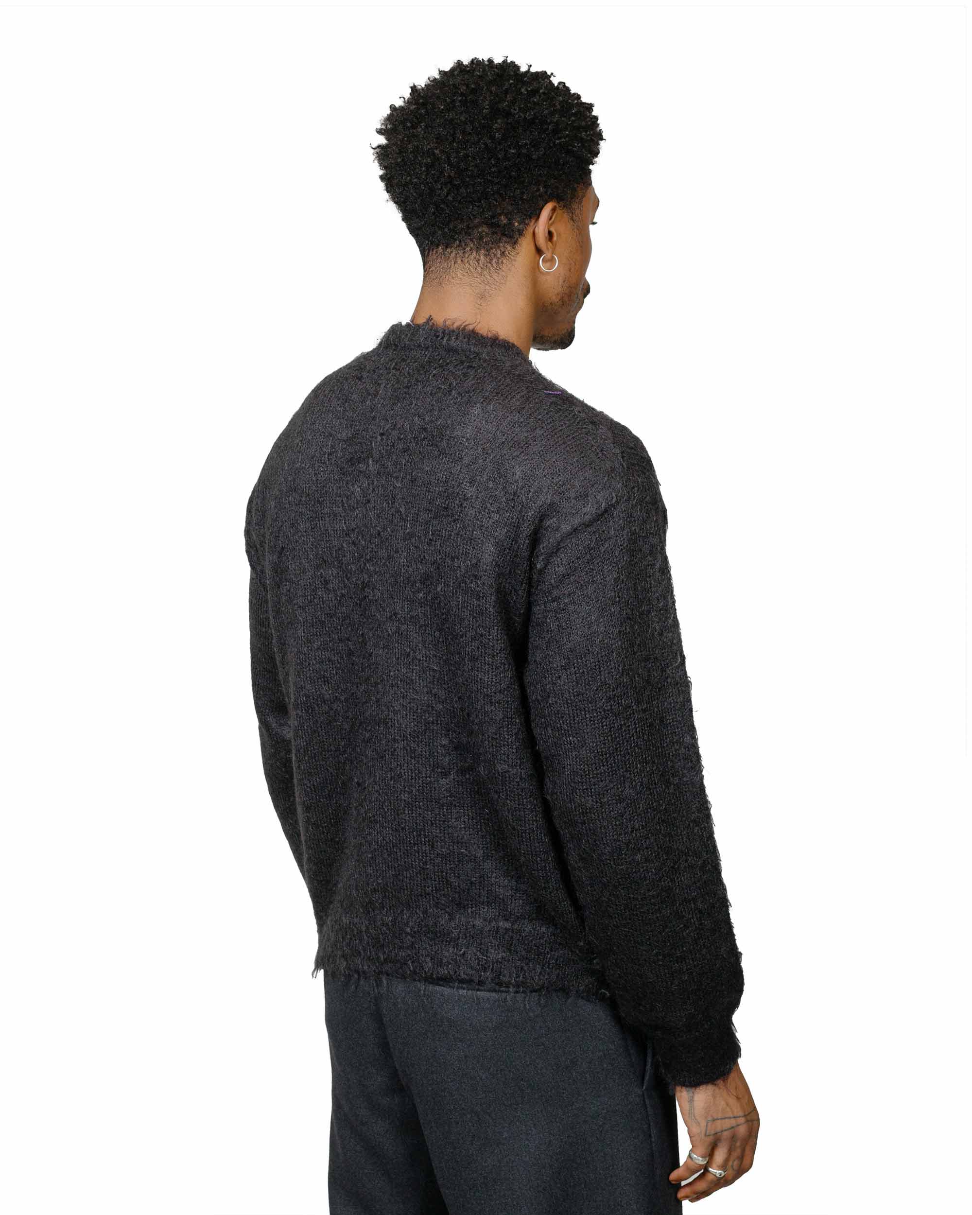 Auralee Brushed Super Kid Mohair Knit Cardigan Ink Black - Image 3