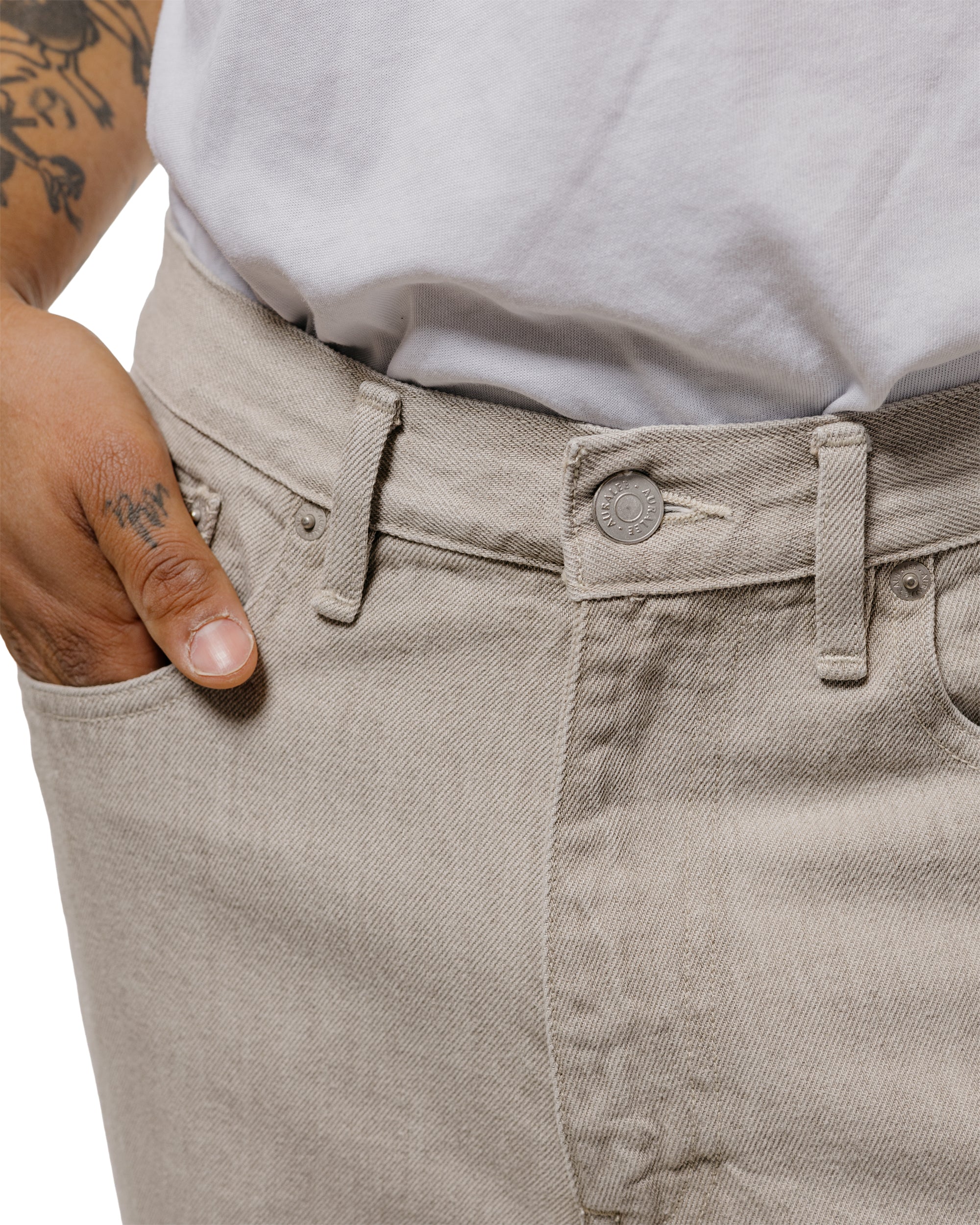Auralee Faded Hard Twist Denim 5P Pants Light Gray - Image 4