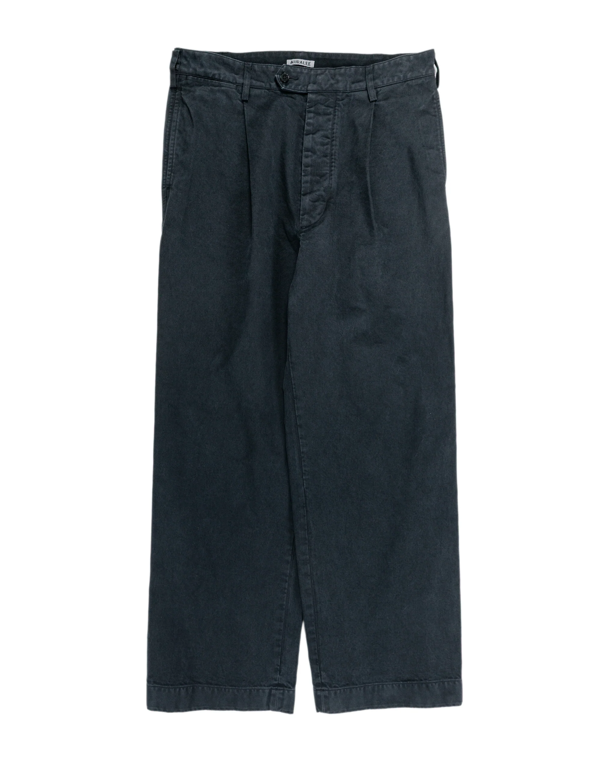 Auralee Garment Dyed Finx Chino One-Tuck Pants Black