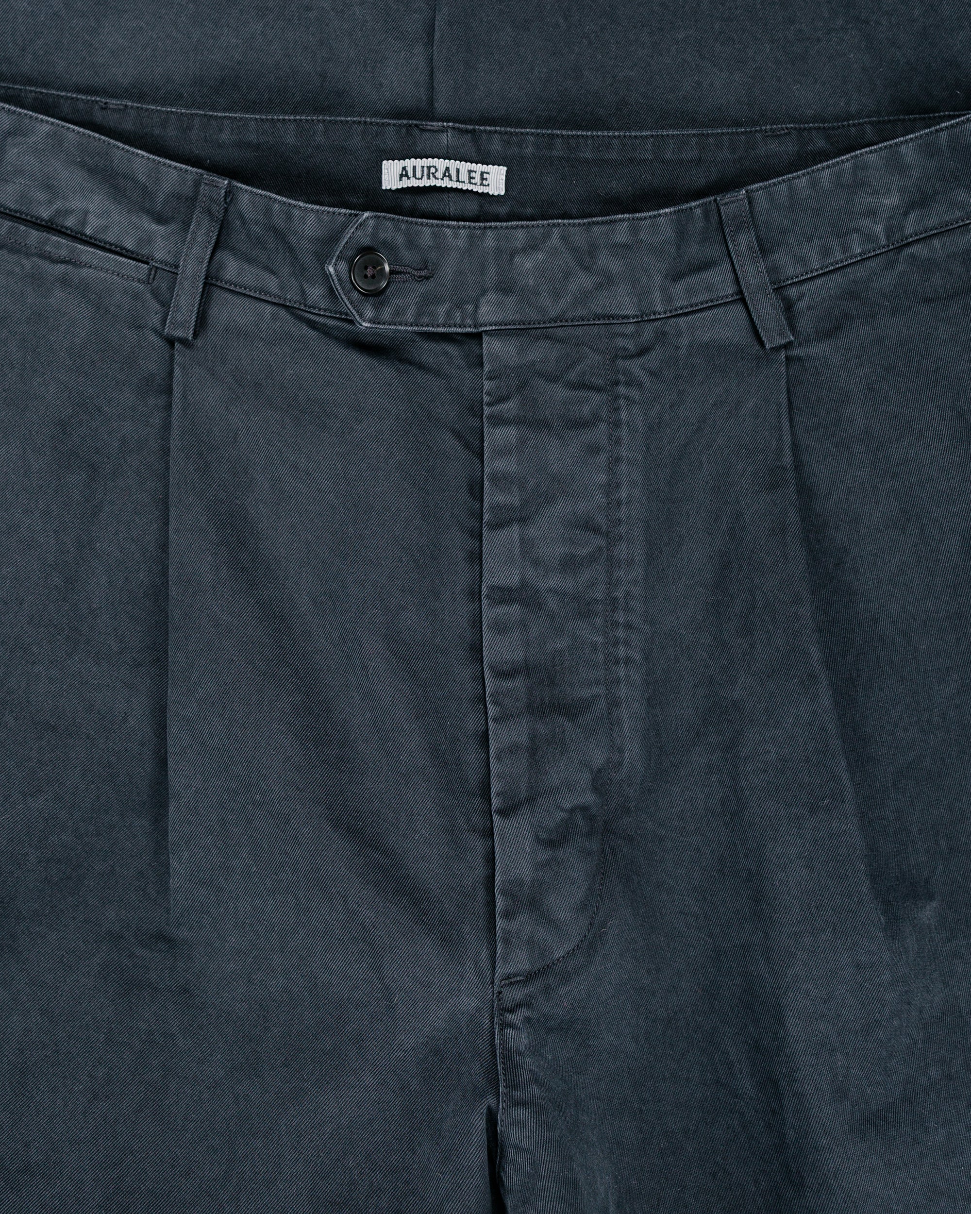 Auralee Garment Dyed Finx Chino One-Tuck Pants Black - Image 5