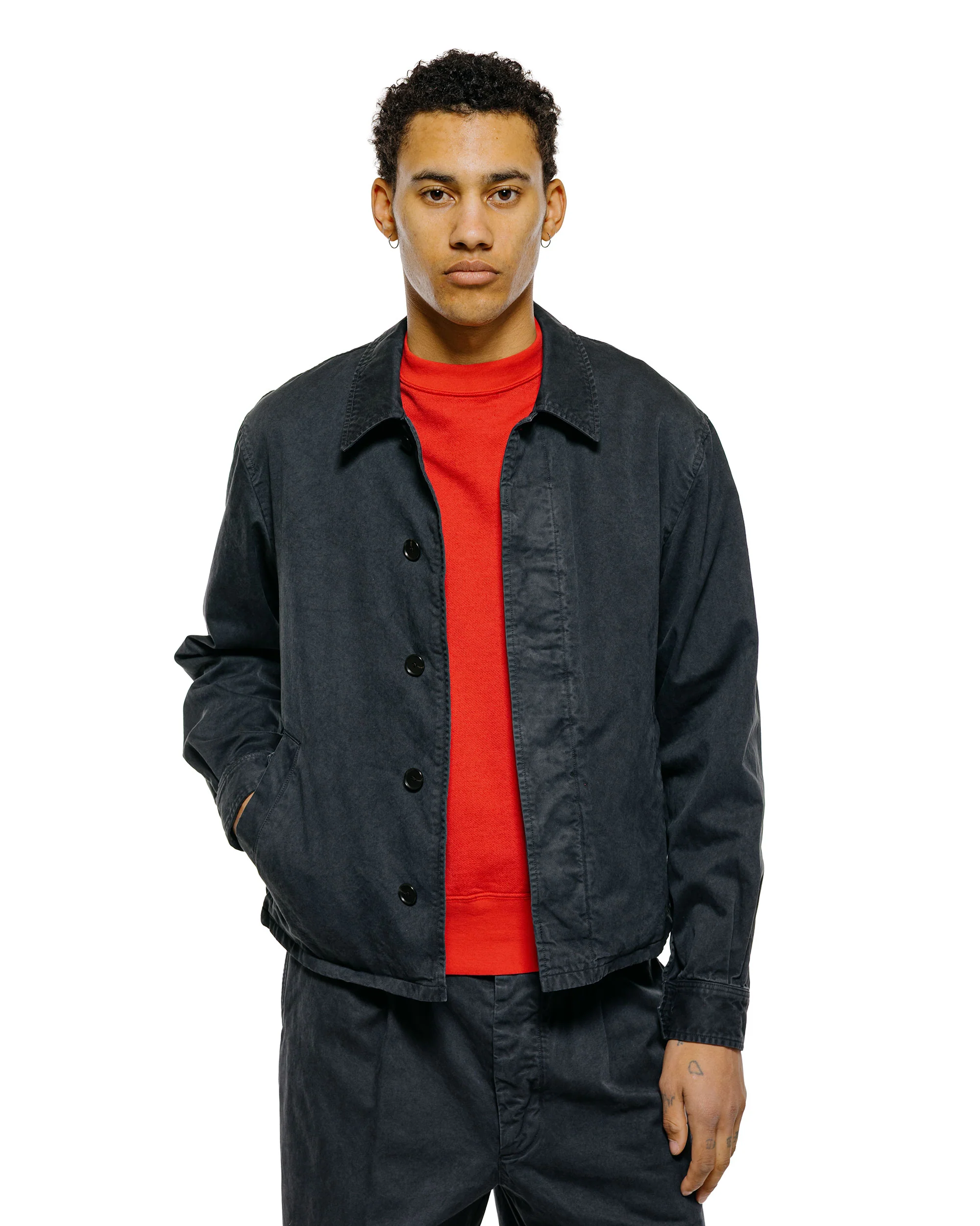 Auralee Garment Dyed Finx Light Chino Blouson Black - Image 2