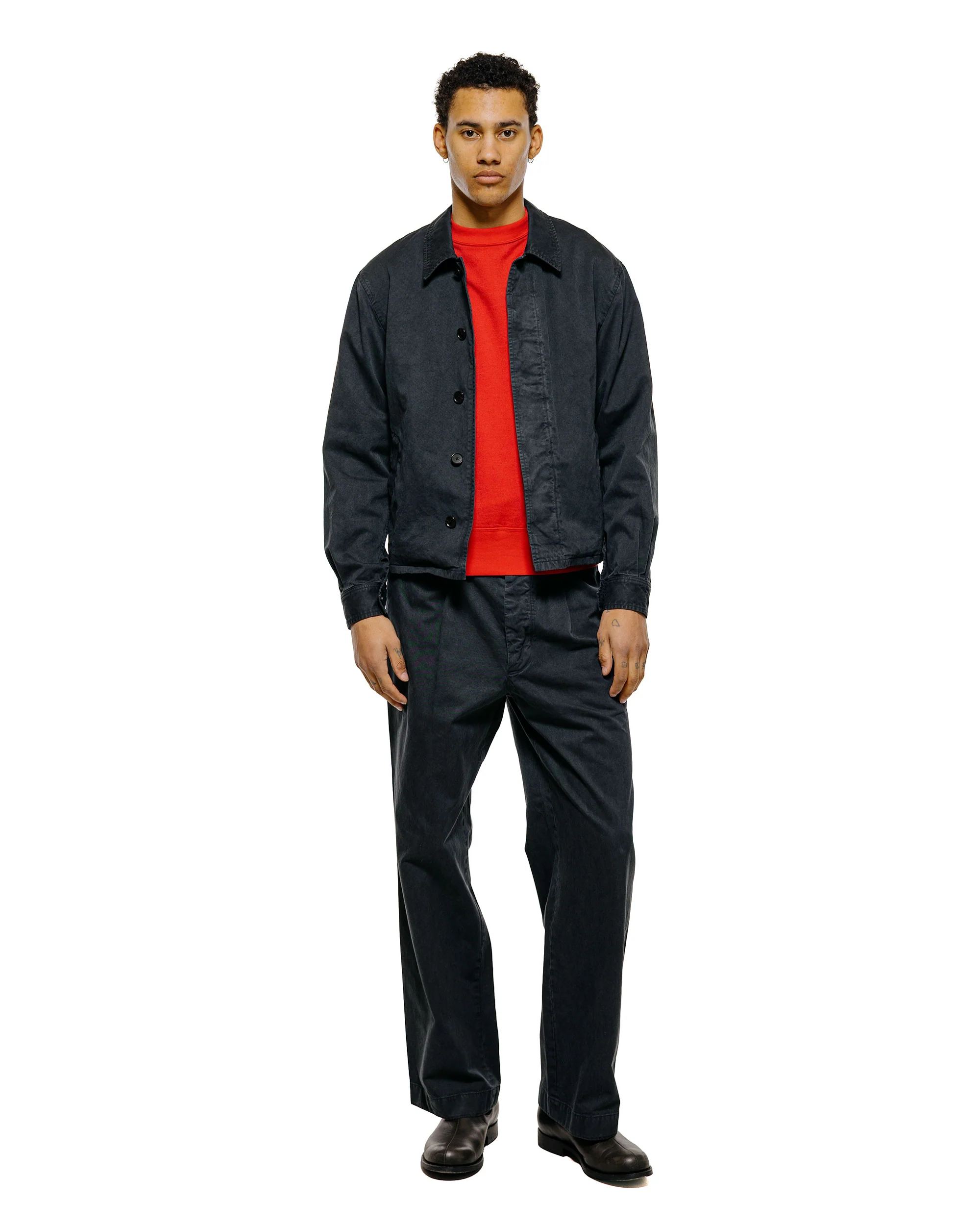 Auralee Garment Dyed Finx Light Chino Blouson Black - Image 4