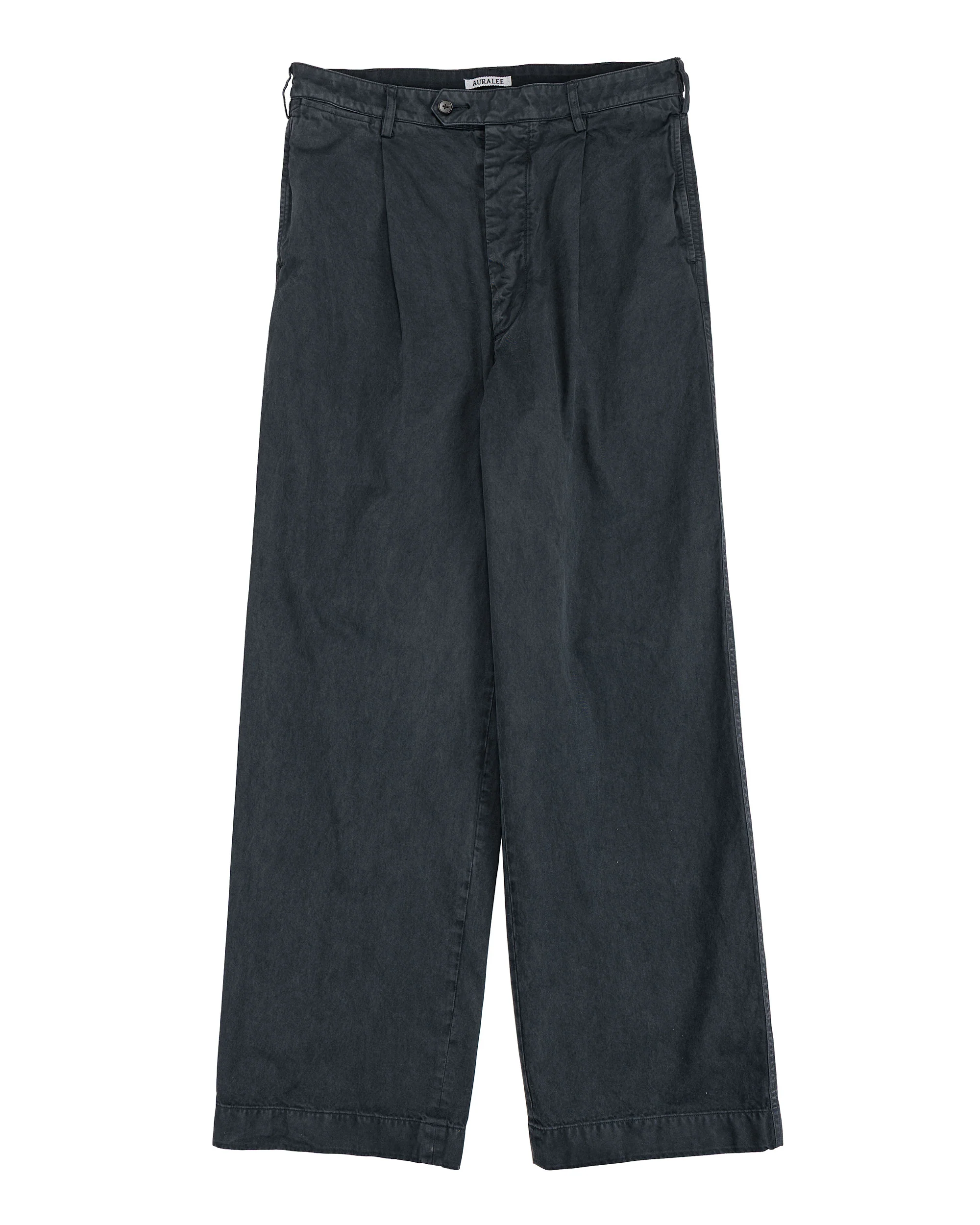 Auralee Garment Dyed Finx Light Chino One-Tuck Wide Pants Black