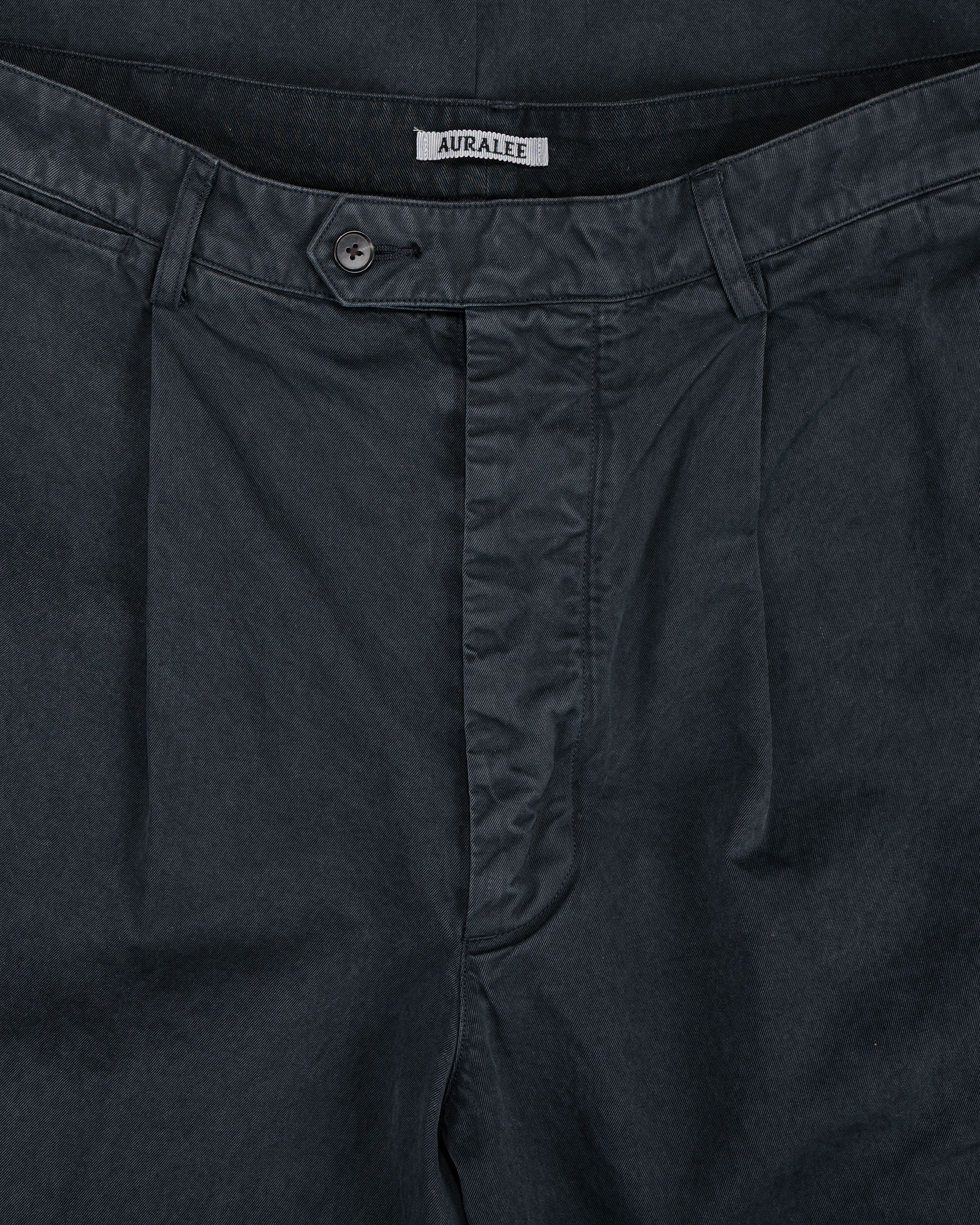 Auralee Garment Dyed Finx Light Chino One-Tuck Wide Pants Black - Image 5