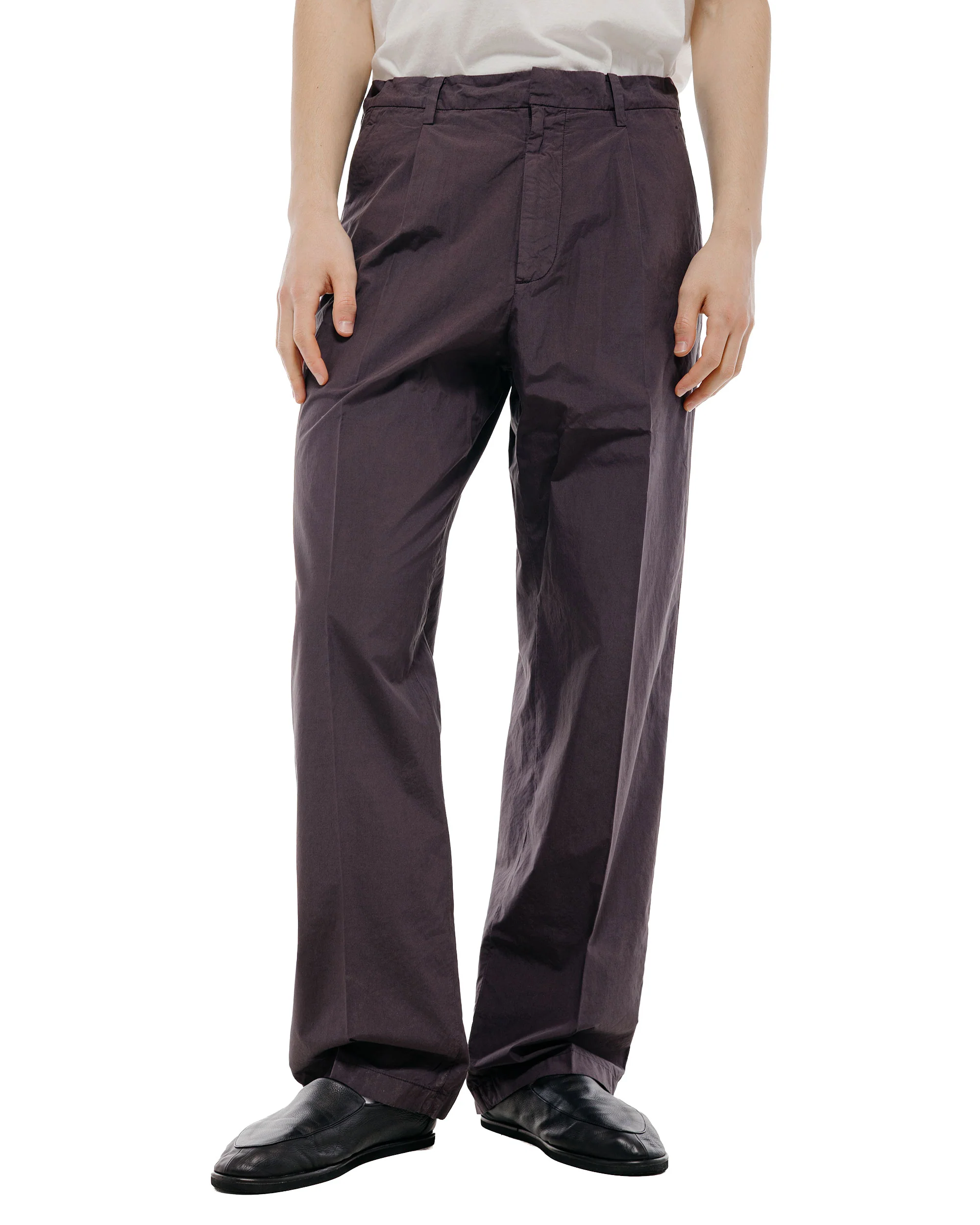 Auralee Garment Dyed Finx Shuttle Weather One-Tuck Slacks Dark Brown - Image 2