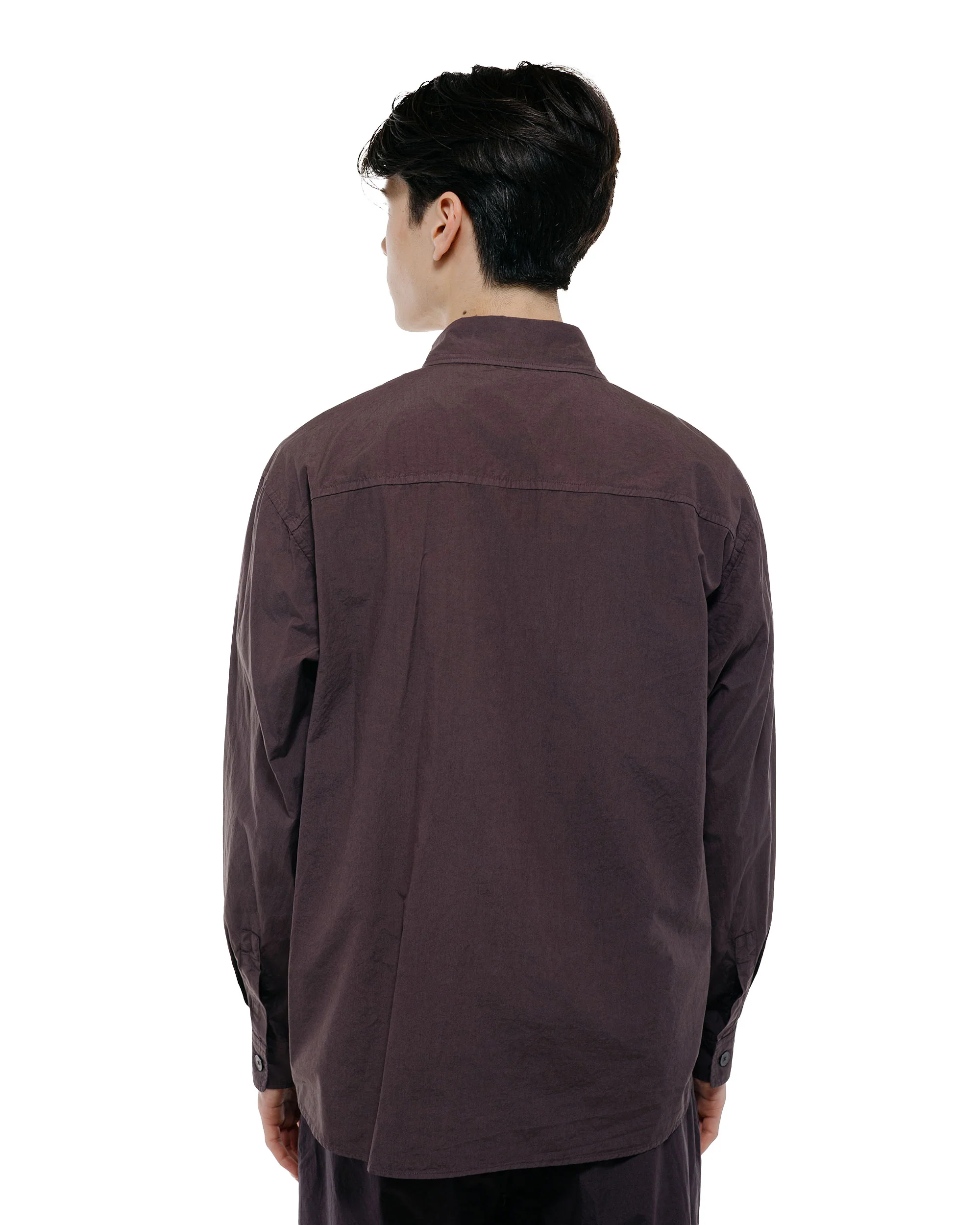Auralee Garment Dyed Finx Shuttle Weather Shirt Dark Brown - Image 4