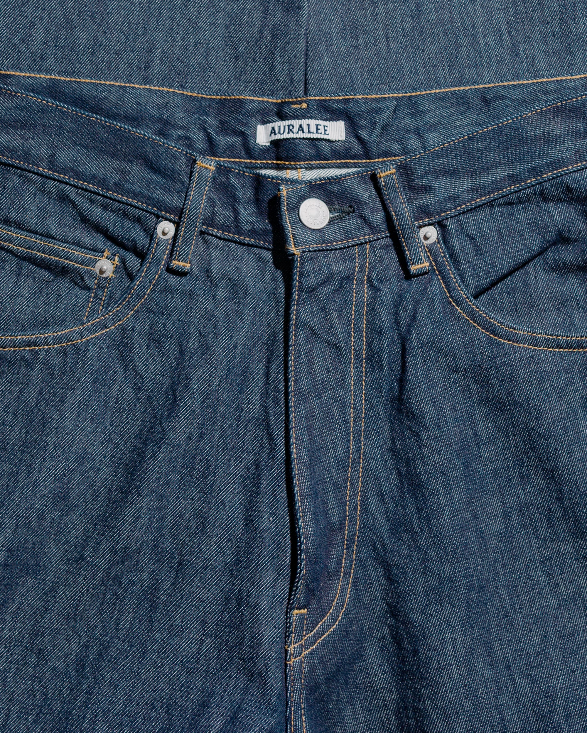 Auralee Hard Twist Denim Wide Pants Indigo - Image 5