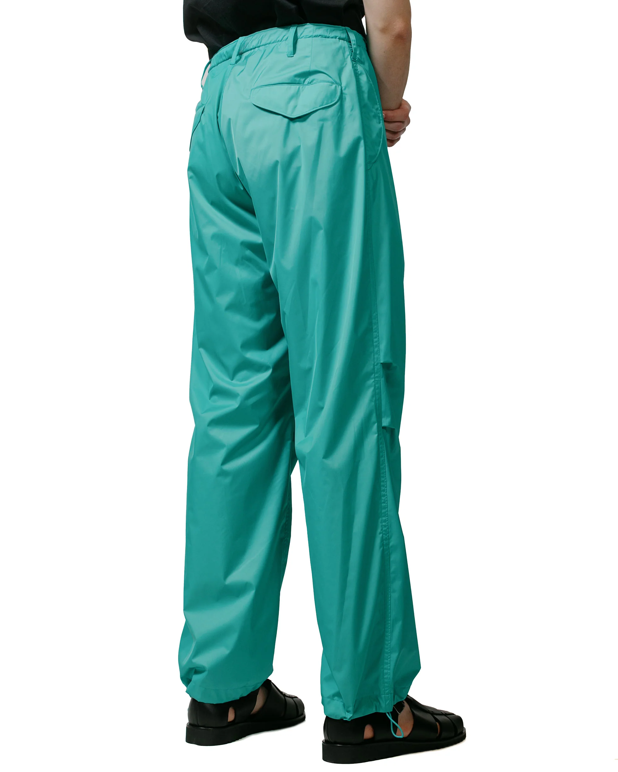 Auralee Hard Twist Polyester Satin Laminate Field Pants Turquoise Blue - Image 3