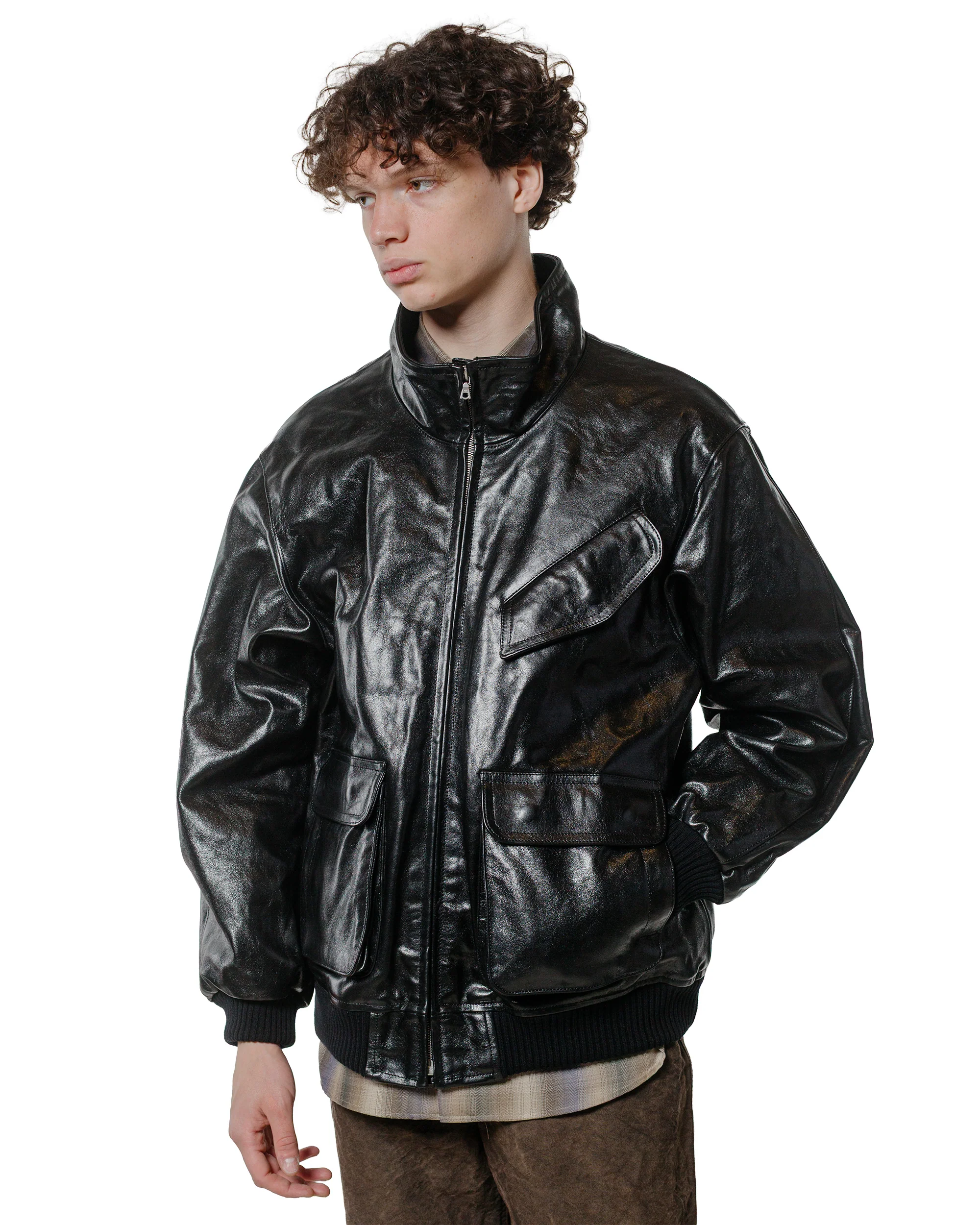 Auralee Lamb Leather Zip Blouson Black - Image 5