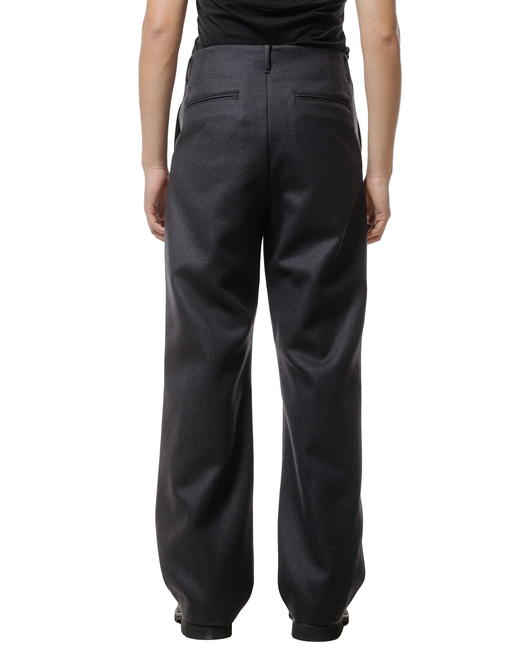 Auralee Light Melton One-Tuck Slacks Dark Charcoal - Image 3