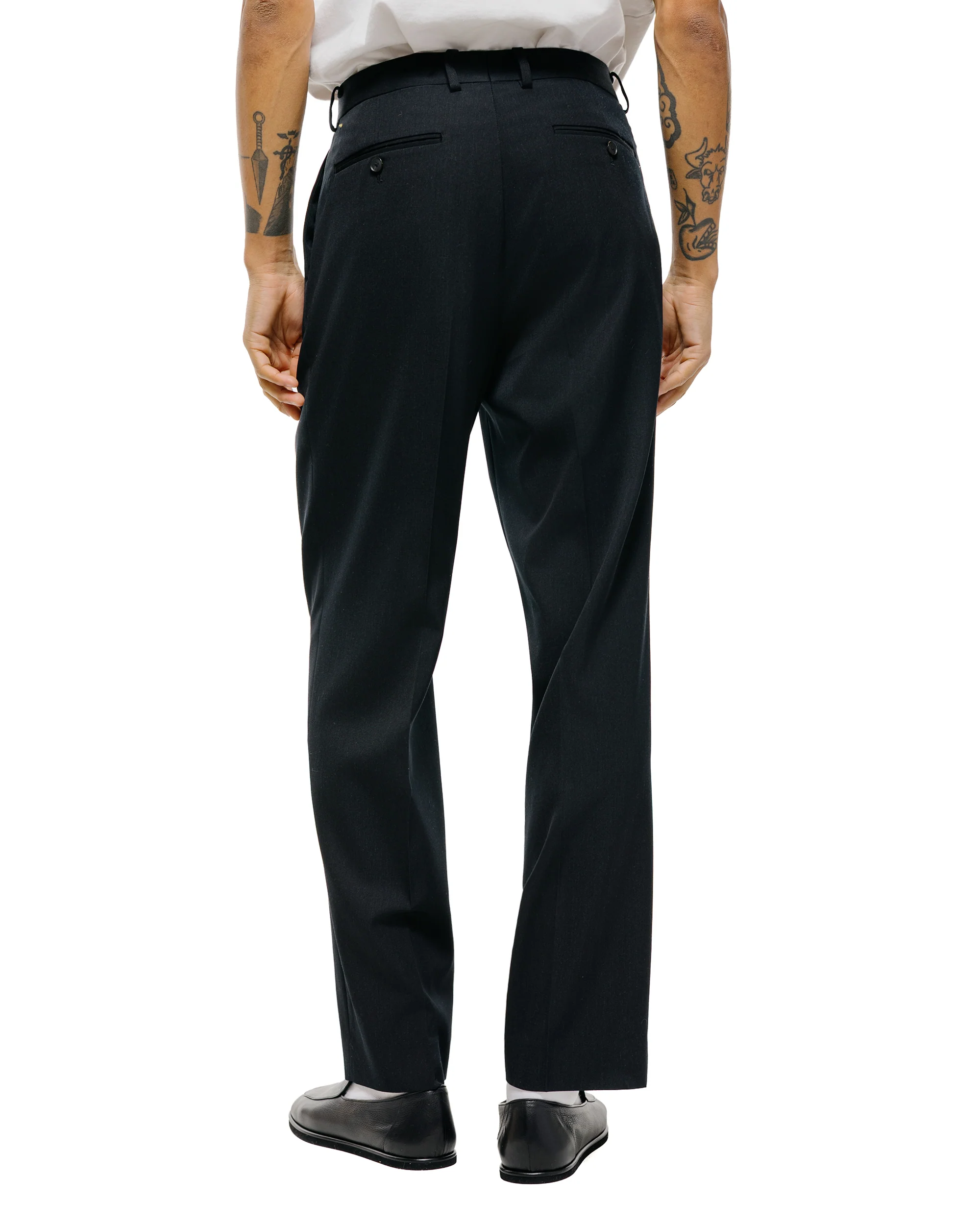Auralee Light Wool Max Gabardine Two-Tuck Slacks Top Black - Image 3