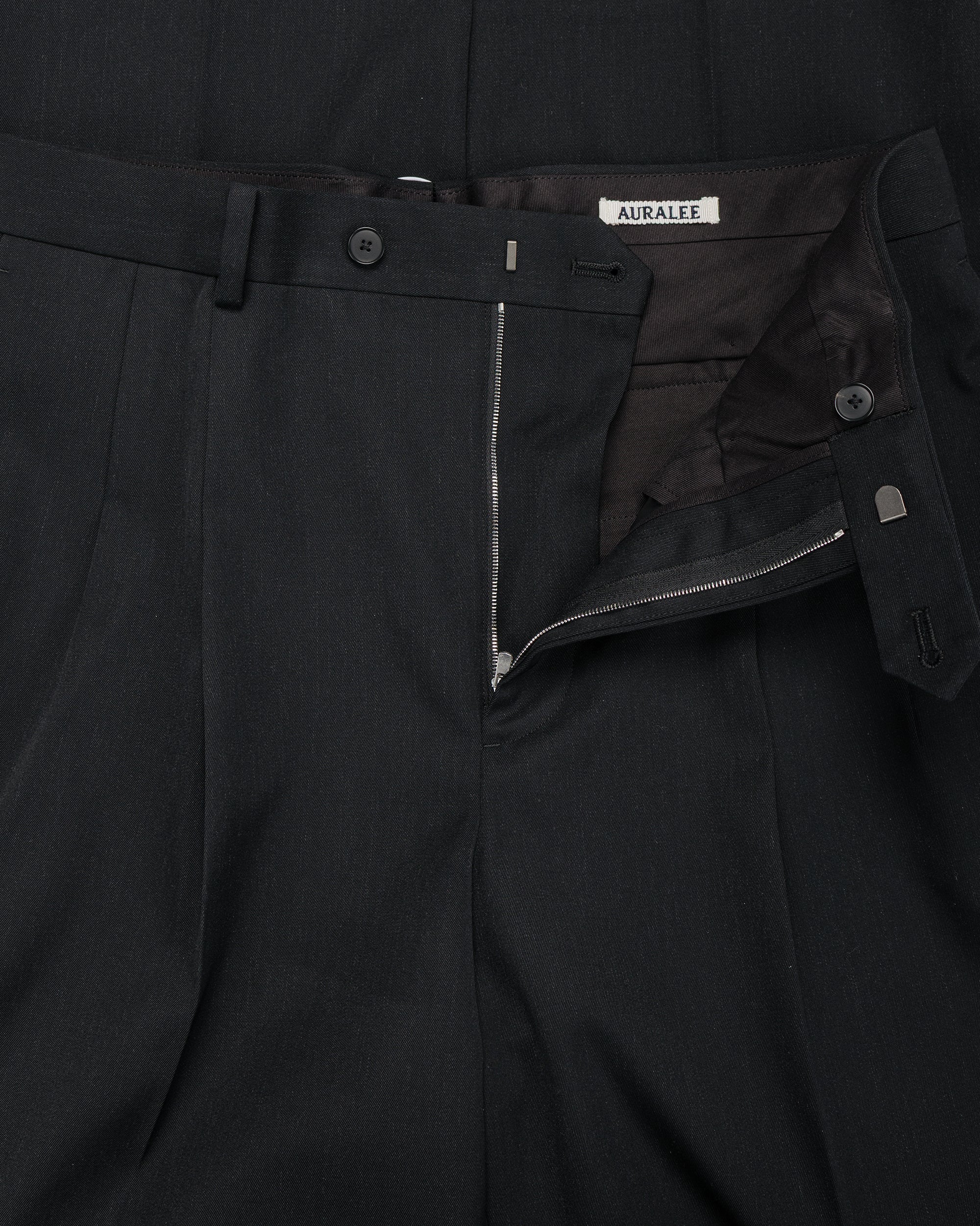 Auralee Light Wool Max Gabardine Two-Tuck Slacks Top Black - Image 5