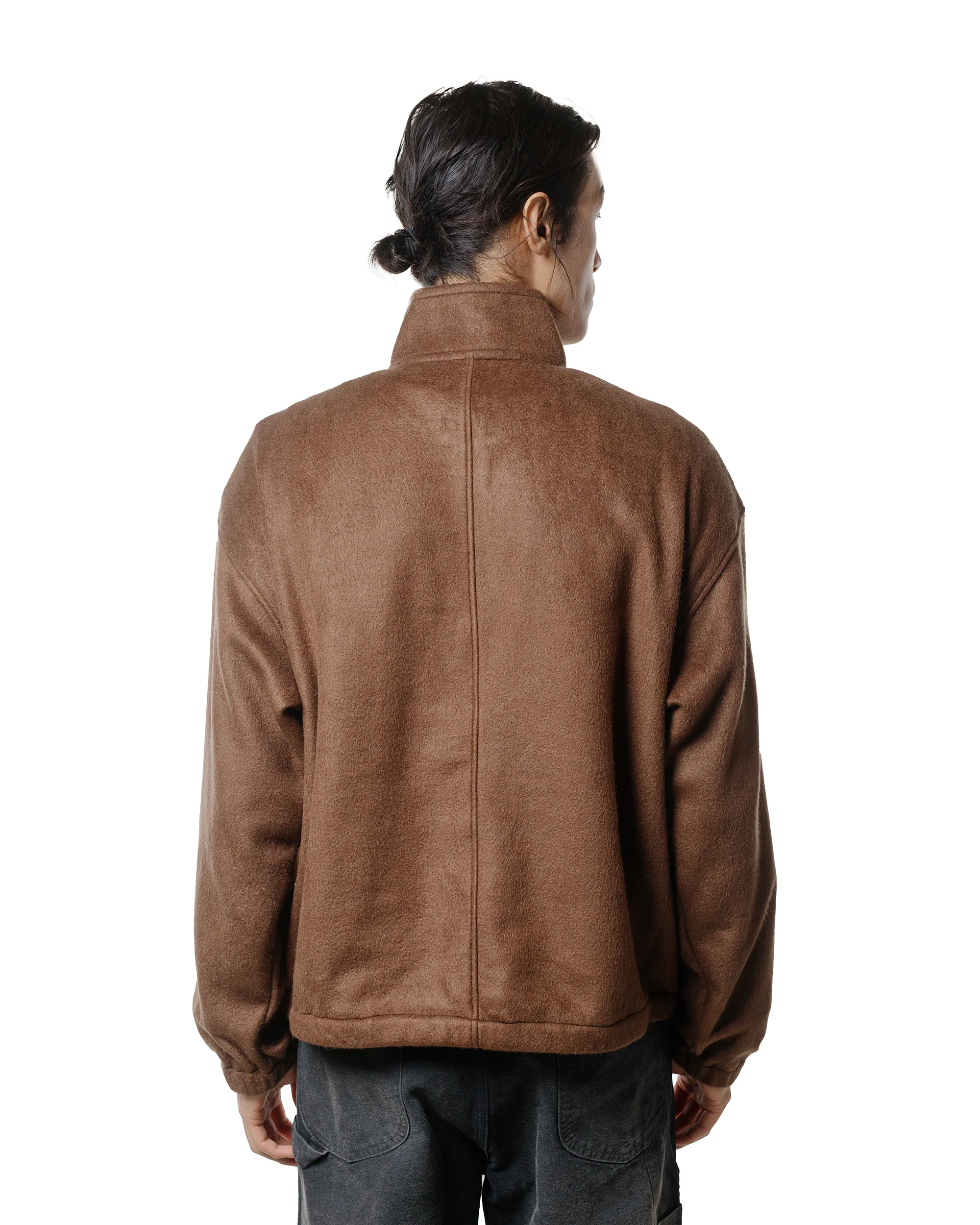 Auralee Pure Silk Comfort Fleece Half Zip P/O Brown - Image 3