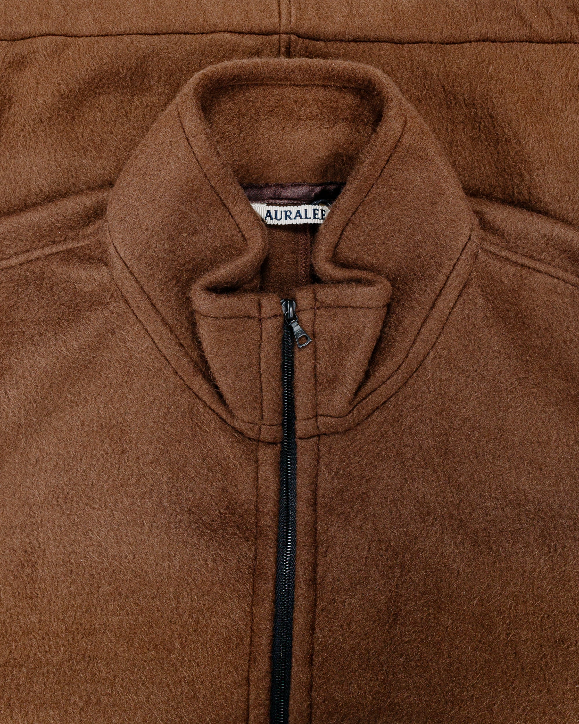 Auralee Pure Silk Comfort Fleece Half Zip P/O Brown - Image 5