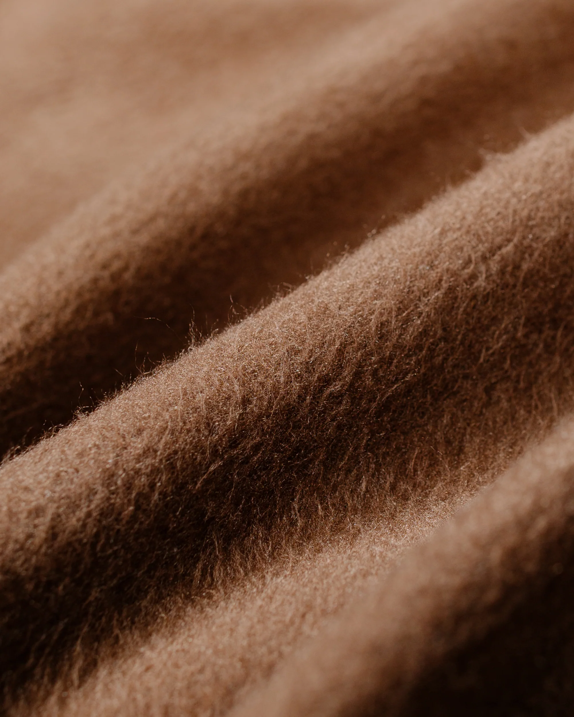 Auralee Pure Silk Comfort Fleece Half Zip P/O Brown - Image 6