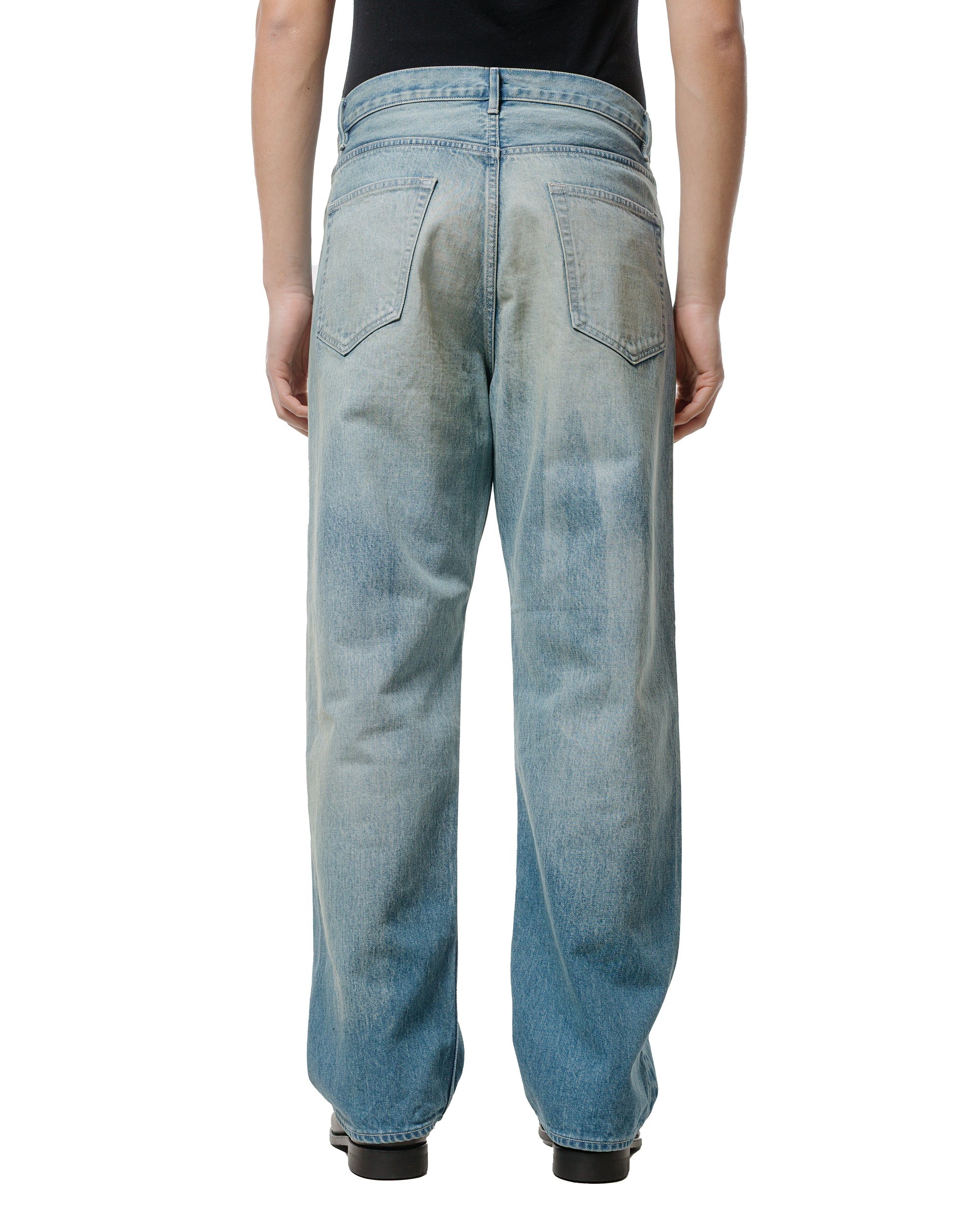 Auralee Selvedge Faded Heavy Denim Wide Pants Faded Indigo - Image 3