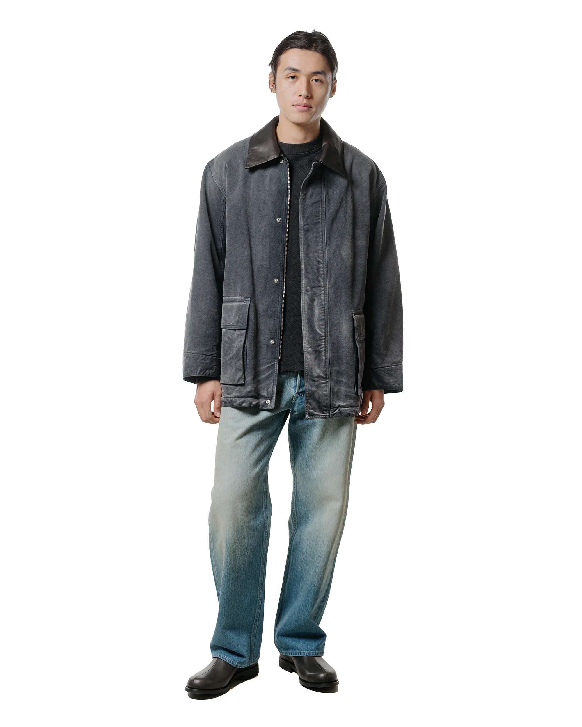 Auralee Selvedge Faded Heavy Denim Wide Pants Faded Indigo - Image 4