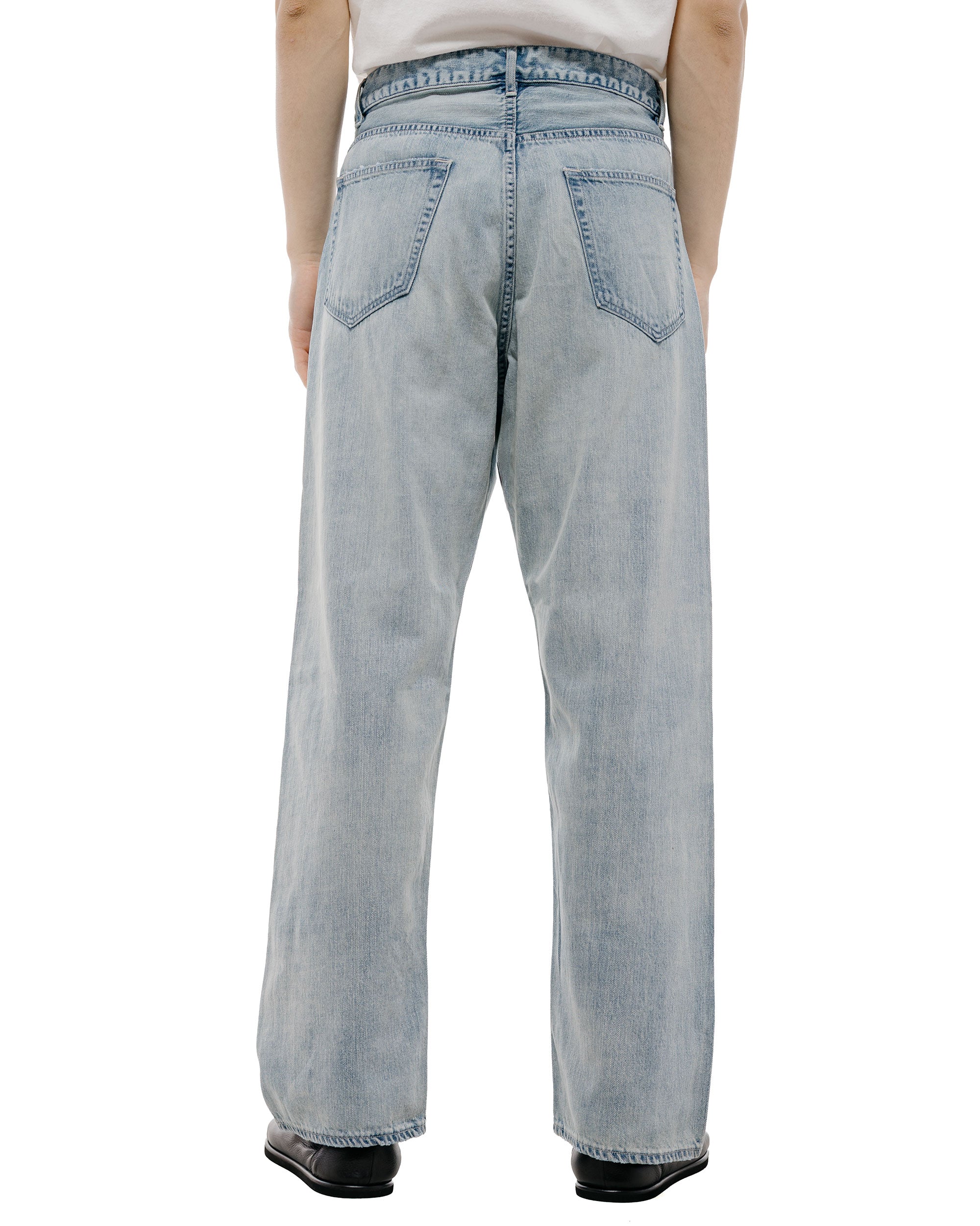 Auralee Selvedge Faded Light Denim Wide Pants Light Indigo - Image 4