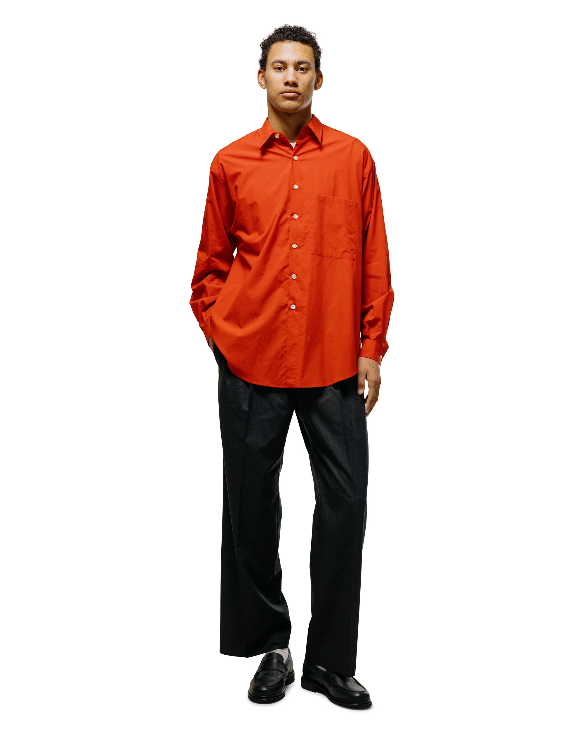 Auralee Super Fine Cotton Lawn Shirt Red - Image 5