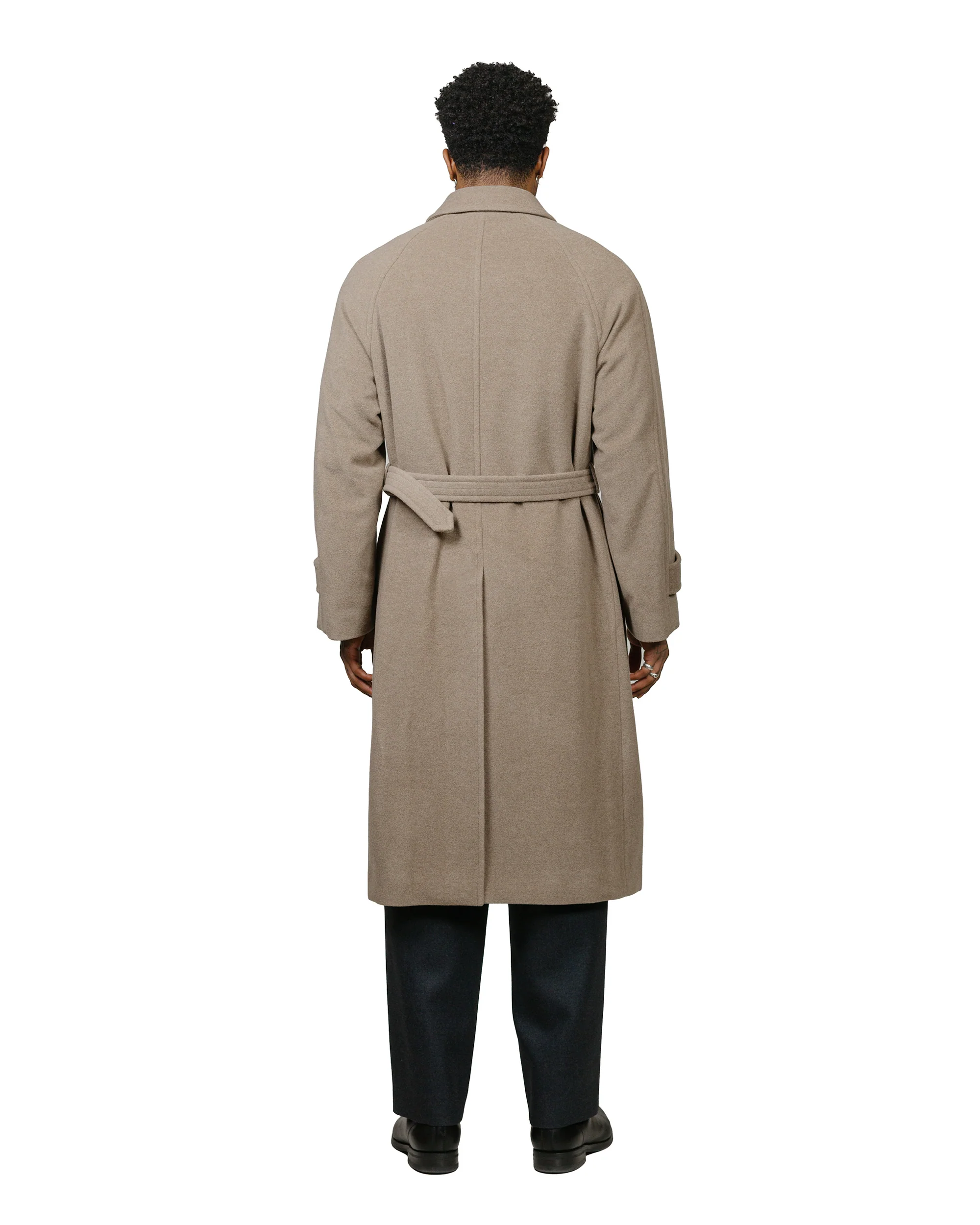 Auralee Super Fine Wool Mosser Soutien Collar Coat Khaki Beige - Image 4