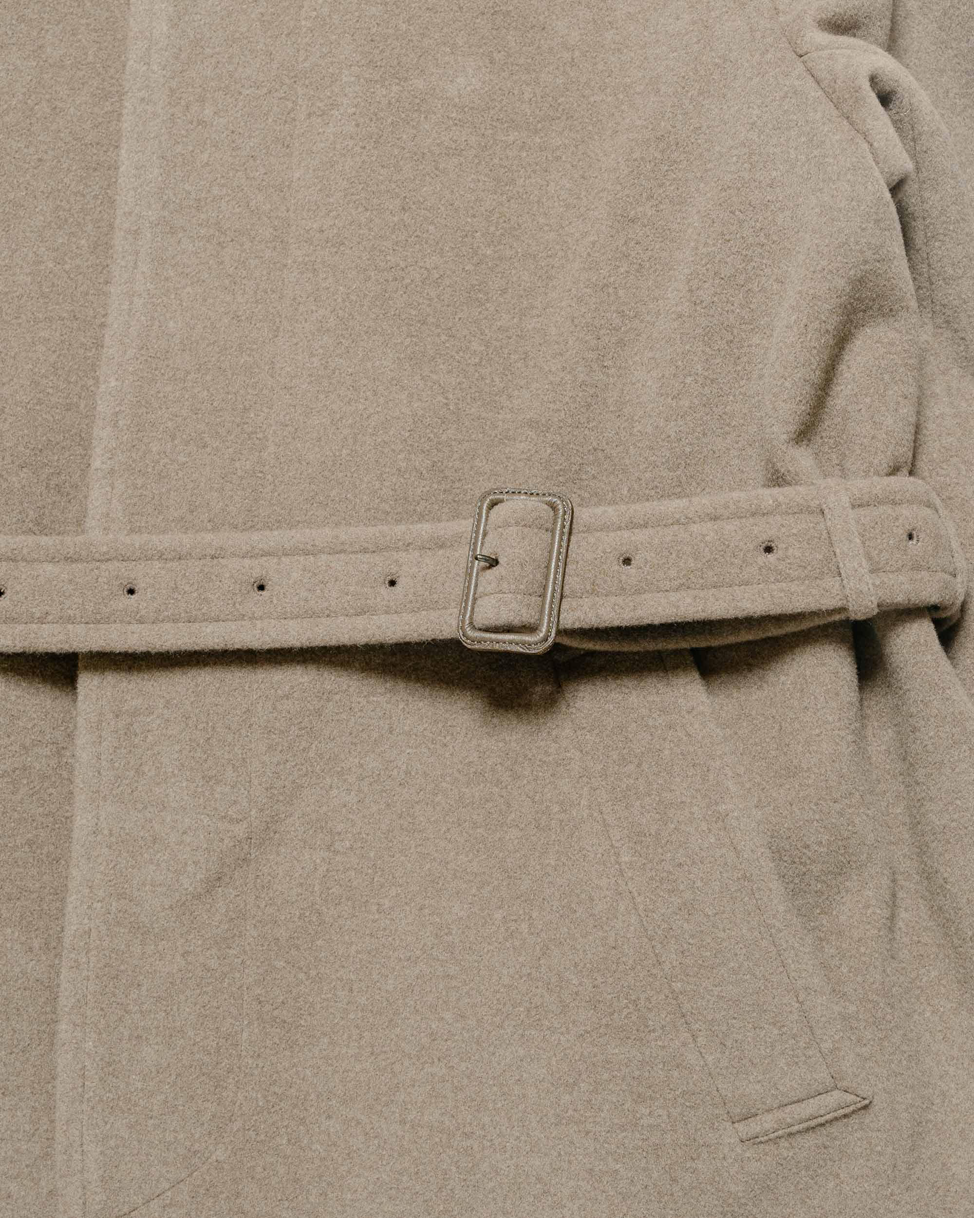 Auralee Super Fine Wool Mosser Soutien Collar Coat Khaki Beige - Image 5