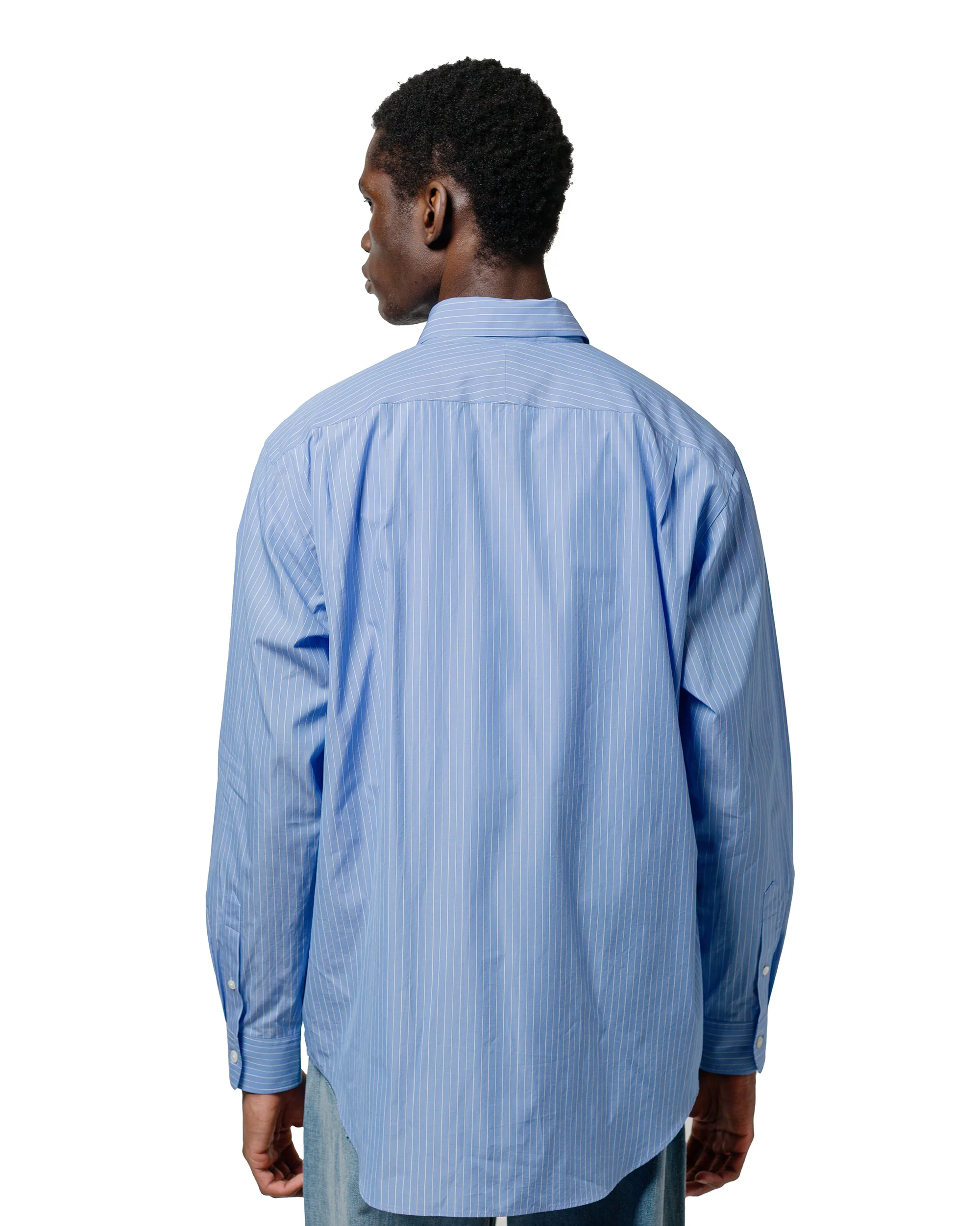 Auralee Suvin High Count Cloth Stripe Shirt Blue Stripe - Image 3