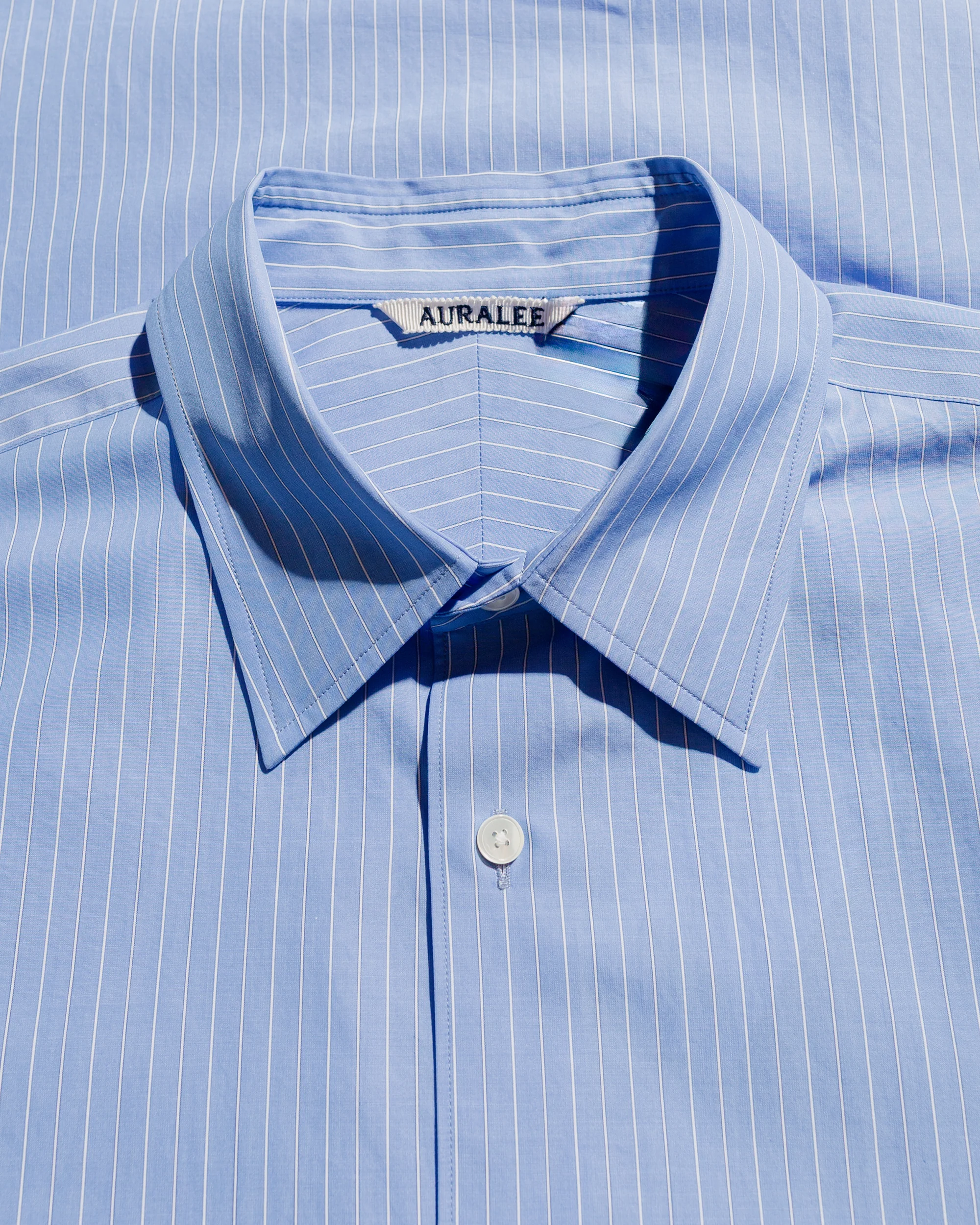 Auralee Suvin High Count Cloth Stripe Shirt Blue Stripe - Image 5