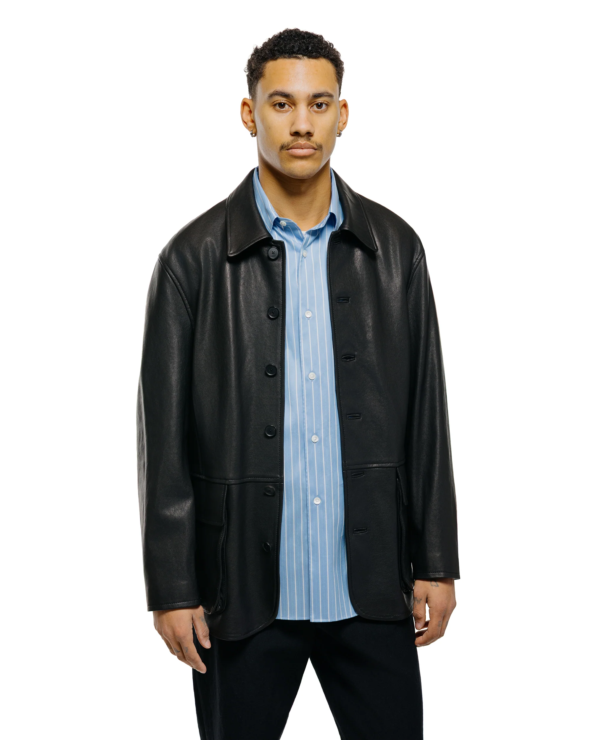 Auralee Textured Lamb Leather Blouson Black - Image 2