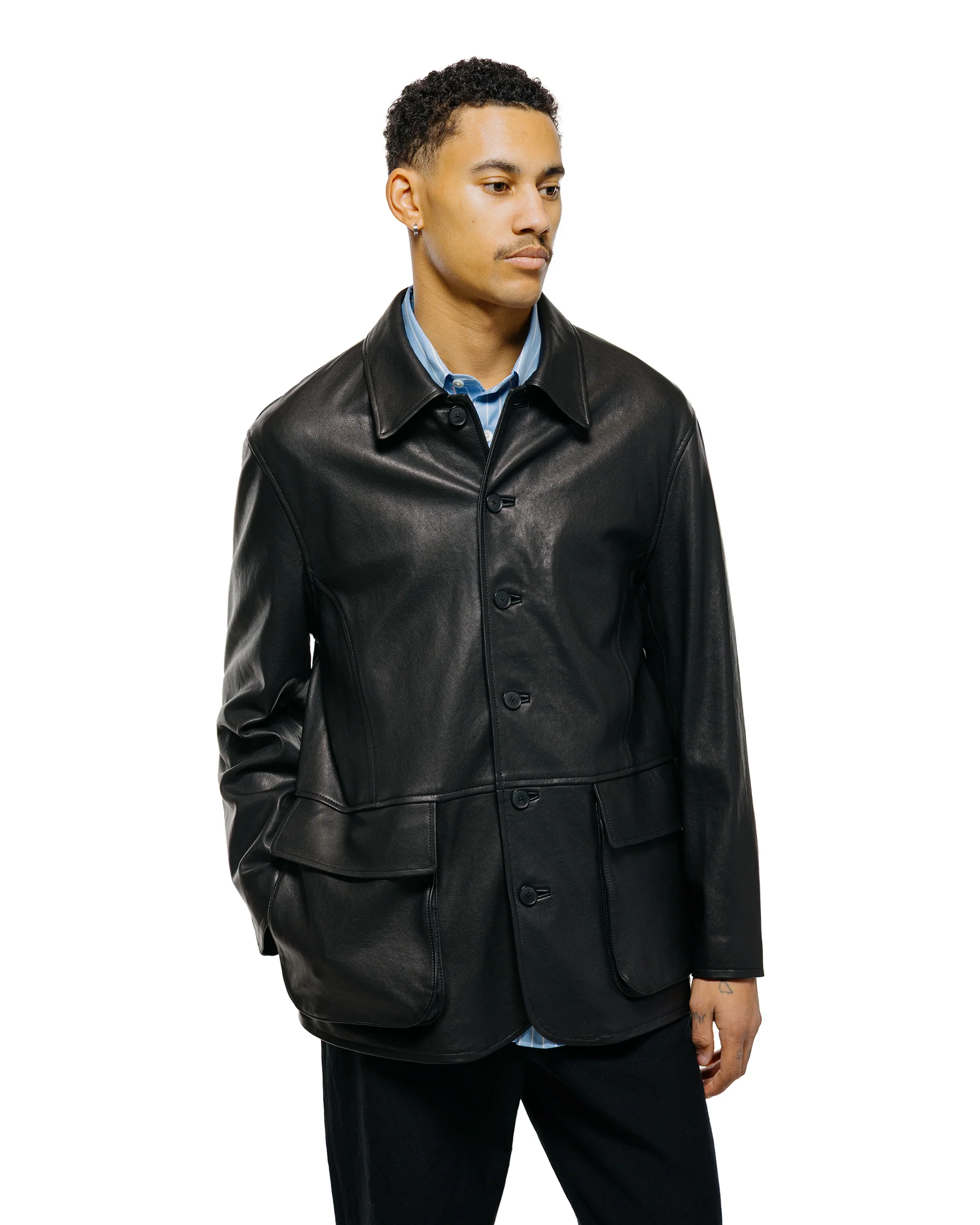 Auralee Textured Lamb Leather Blouson Black - Image 3