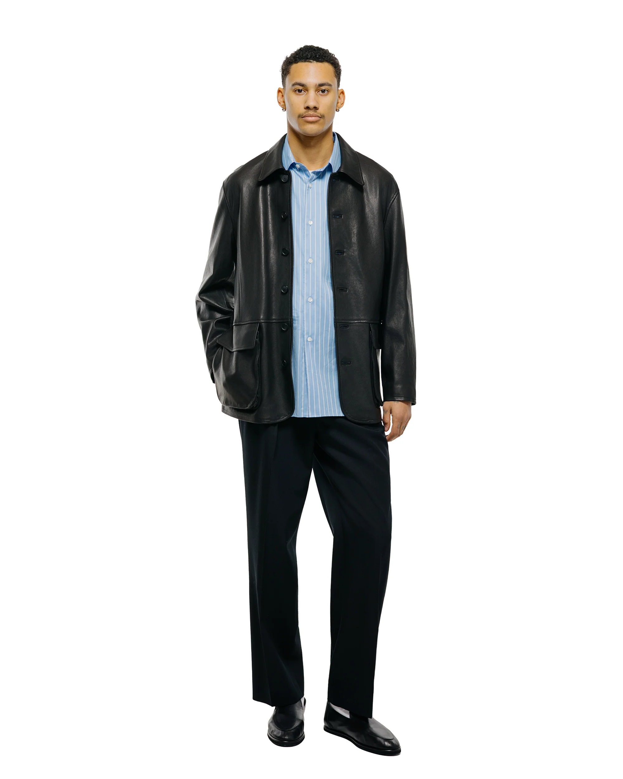 Auralee Textured Lamb Leather Blouson Black - Image 5