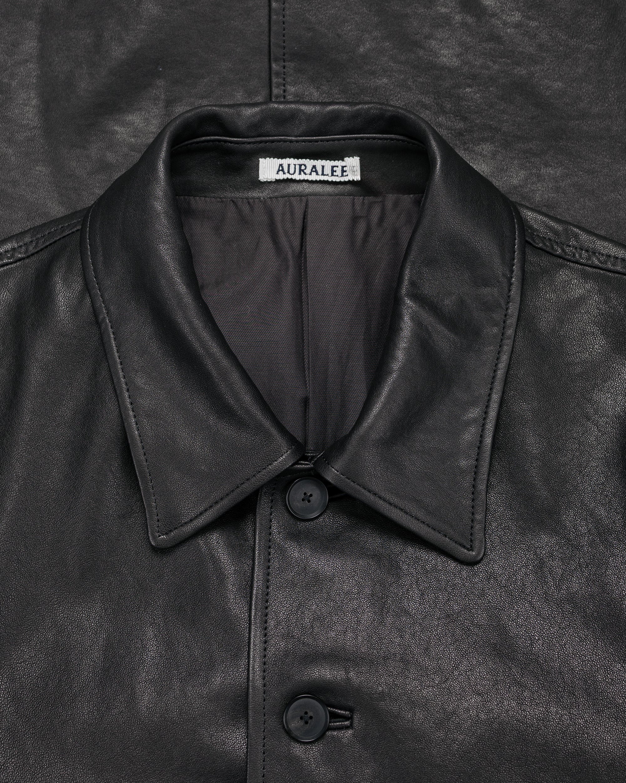 Auralee Textured Lamb Leather Blouson Black - Image 6