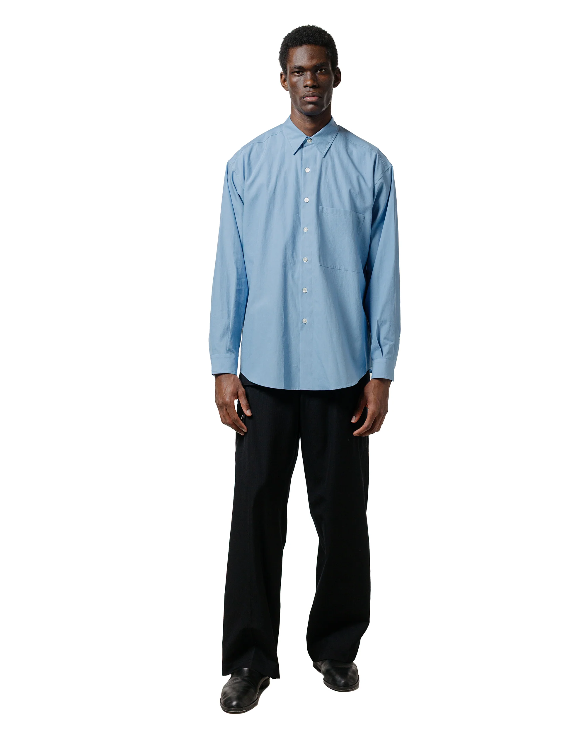 Auralee Washed Finx Twill Big Shirt Blue - Image 4