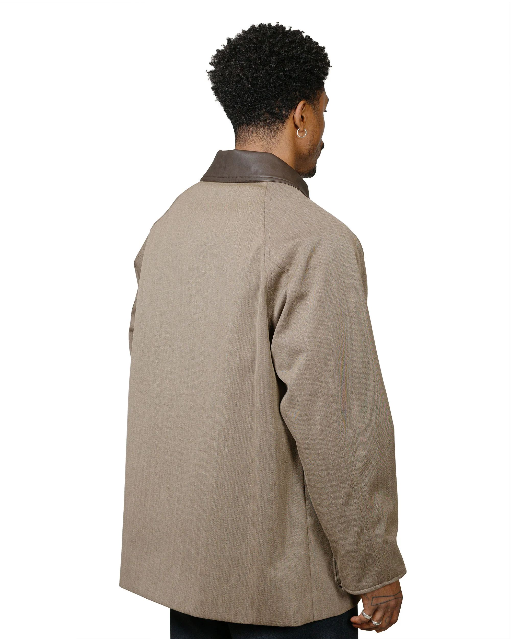 Auralee Wool Cavalry Twill Laminate Hunting Blouson Olive Brown - Image 3