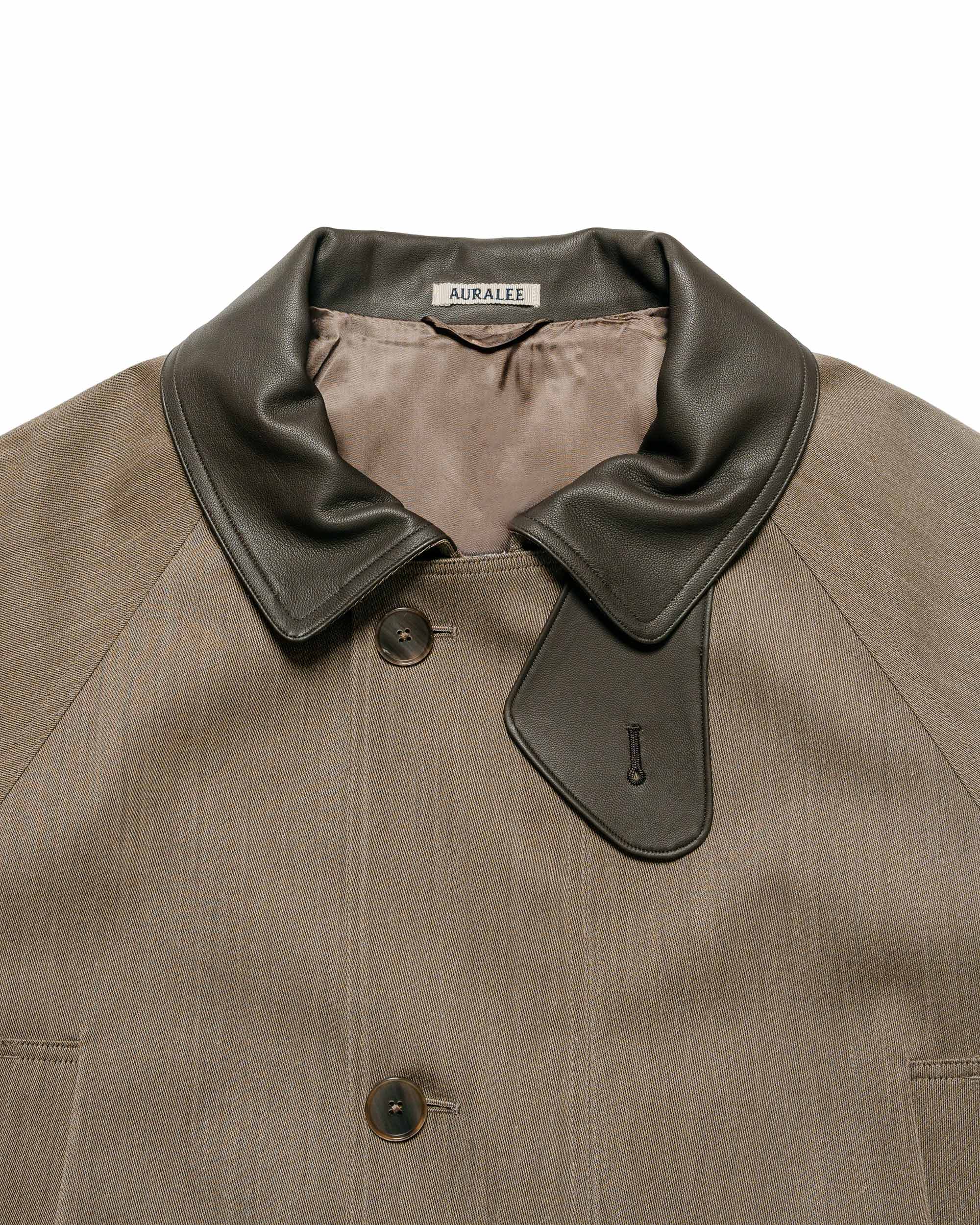 Auralee Wool Cavalry Twill Laminate Hunting Blouson Olive Brown - Image 5