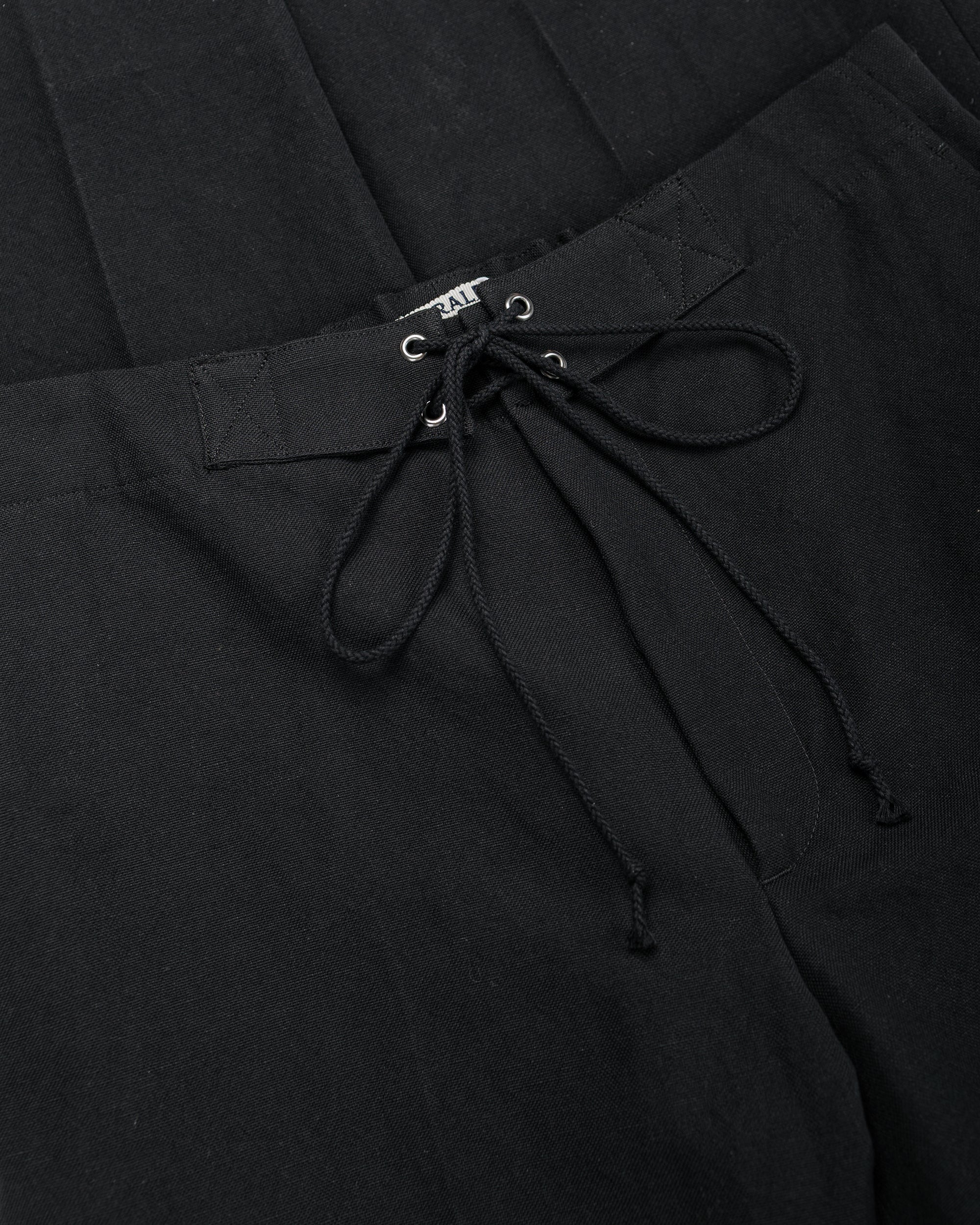 Auralee Wool Cotton Linen Ox Drawstring Pants Black - Image 5