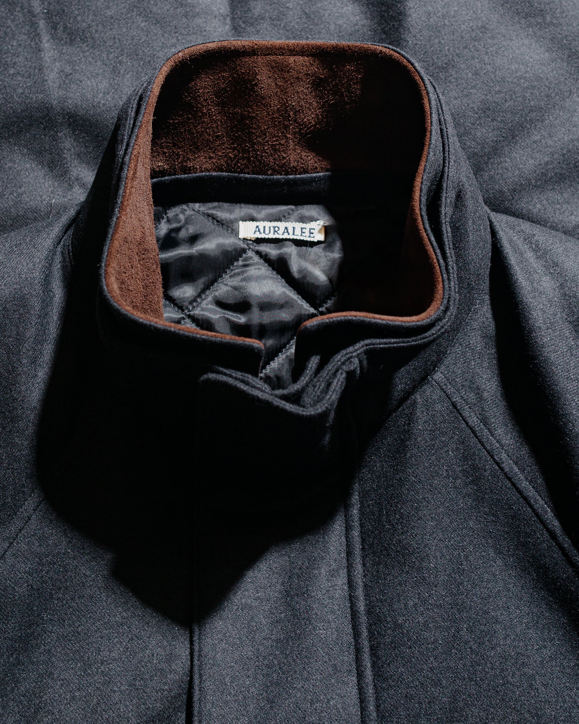 Auralee Wool Fulling Flannel Padded Over Blouson Top Charcoal - Image 4